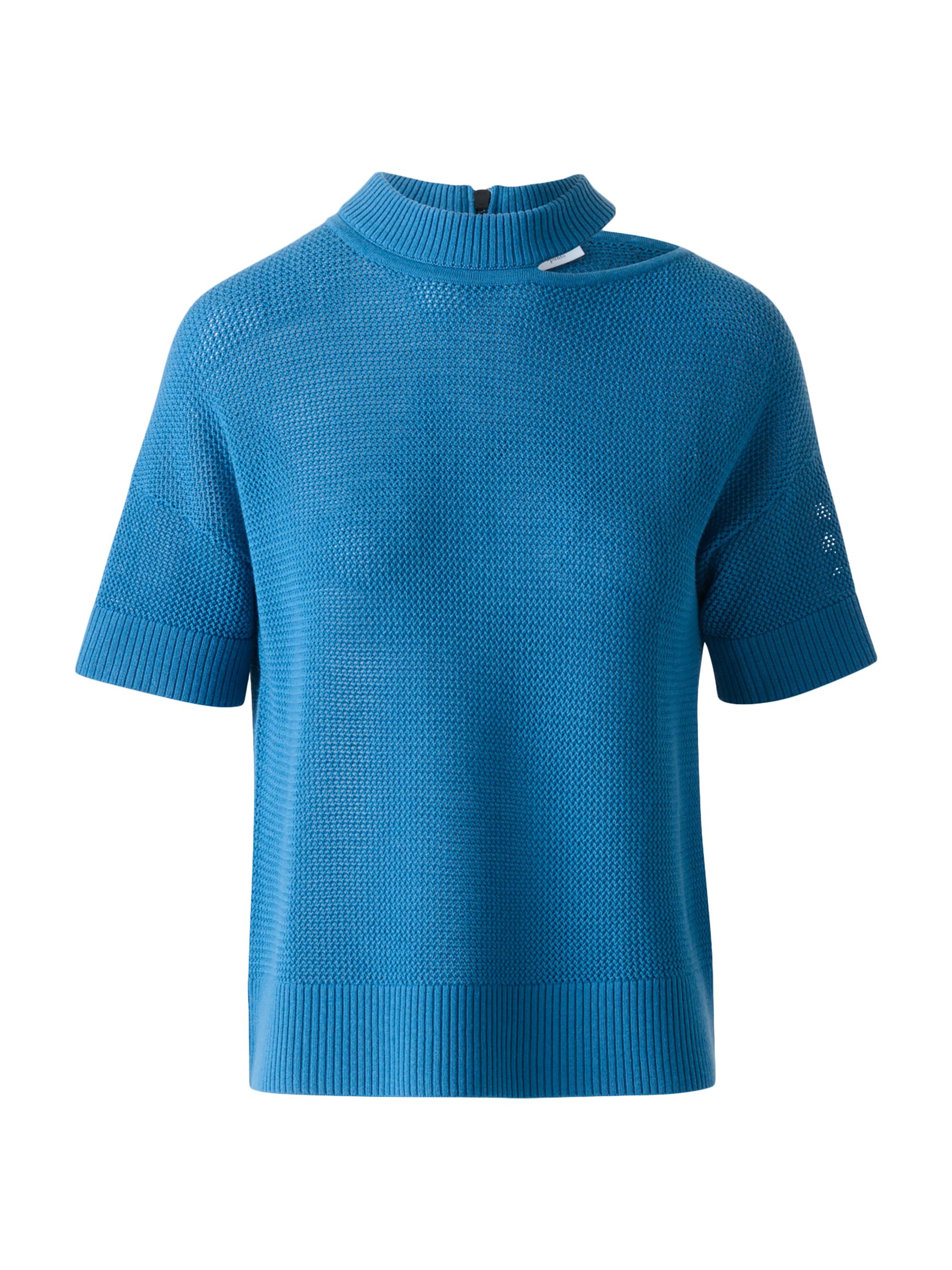 Akris punto Women's Split Neck Wool Top - Medium Blue