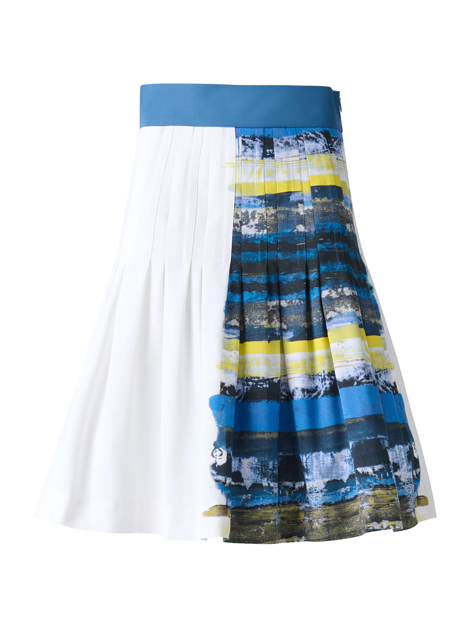 Akris punto Women's Printed Cotton Pleated Knee-Length Skirt