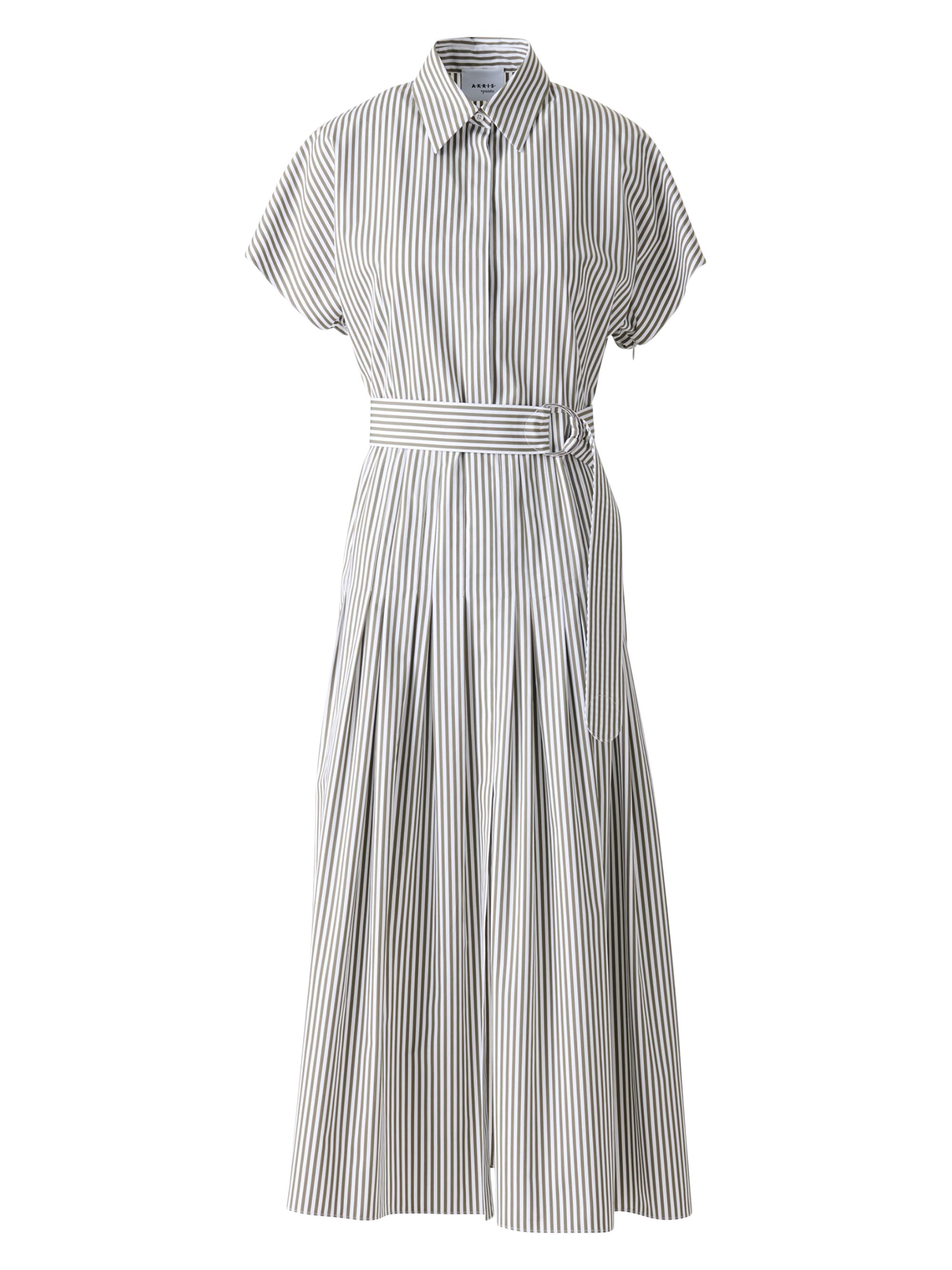 Akris punto Women's Stripe Belted Cotton Shirtdress - Khaki Cream