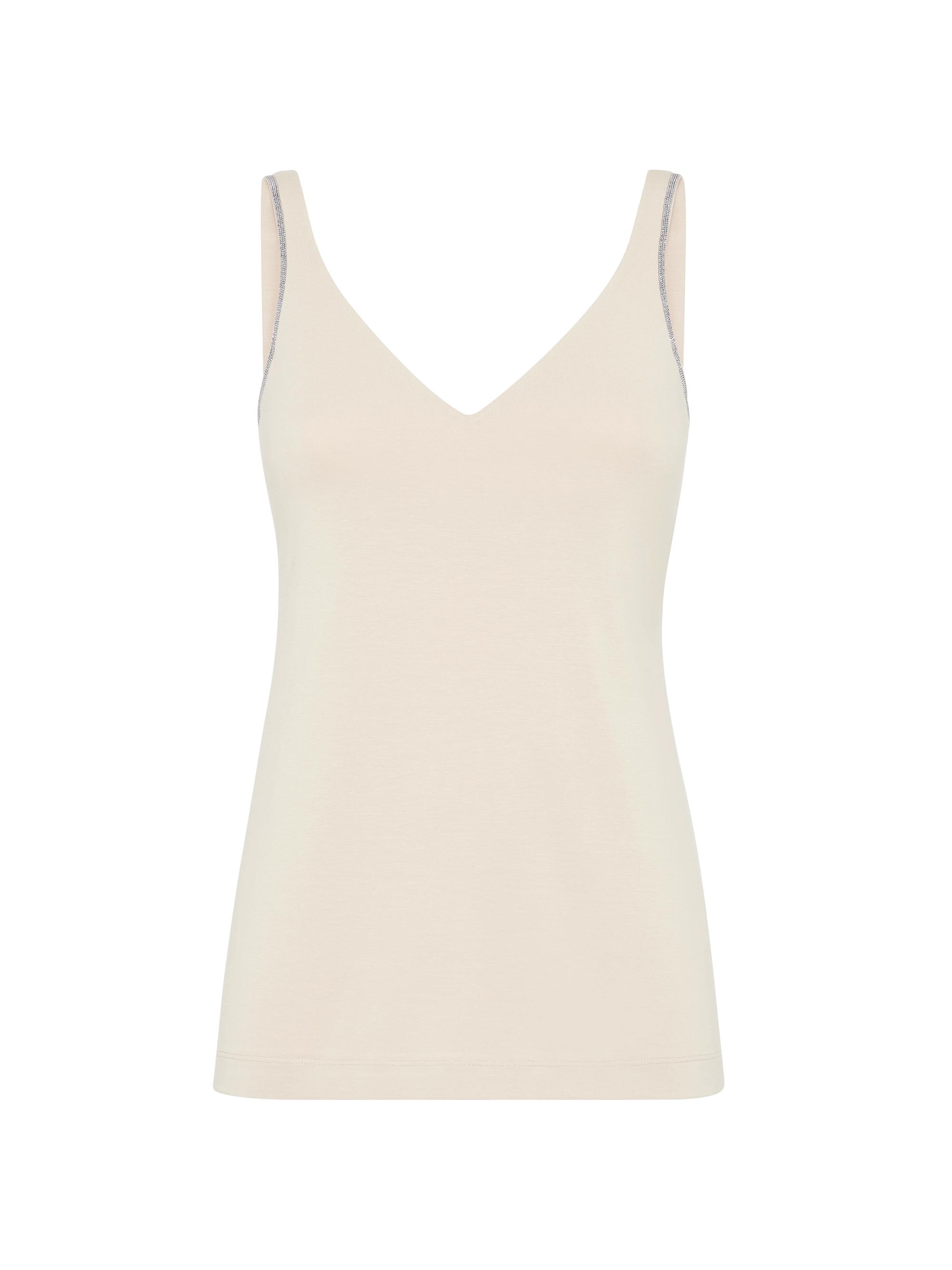 Brunello Cucinelli Women's Stretch Cotton Jersey Top - Sand