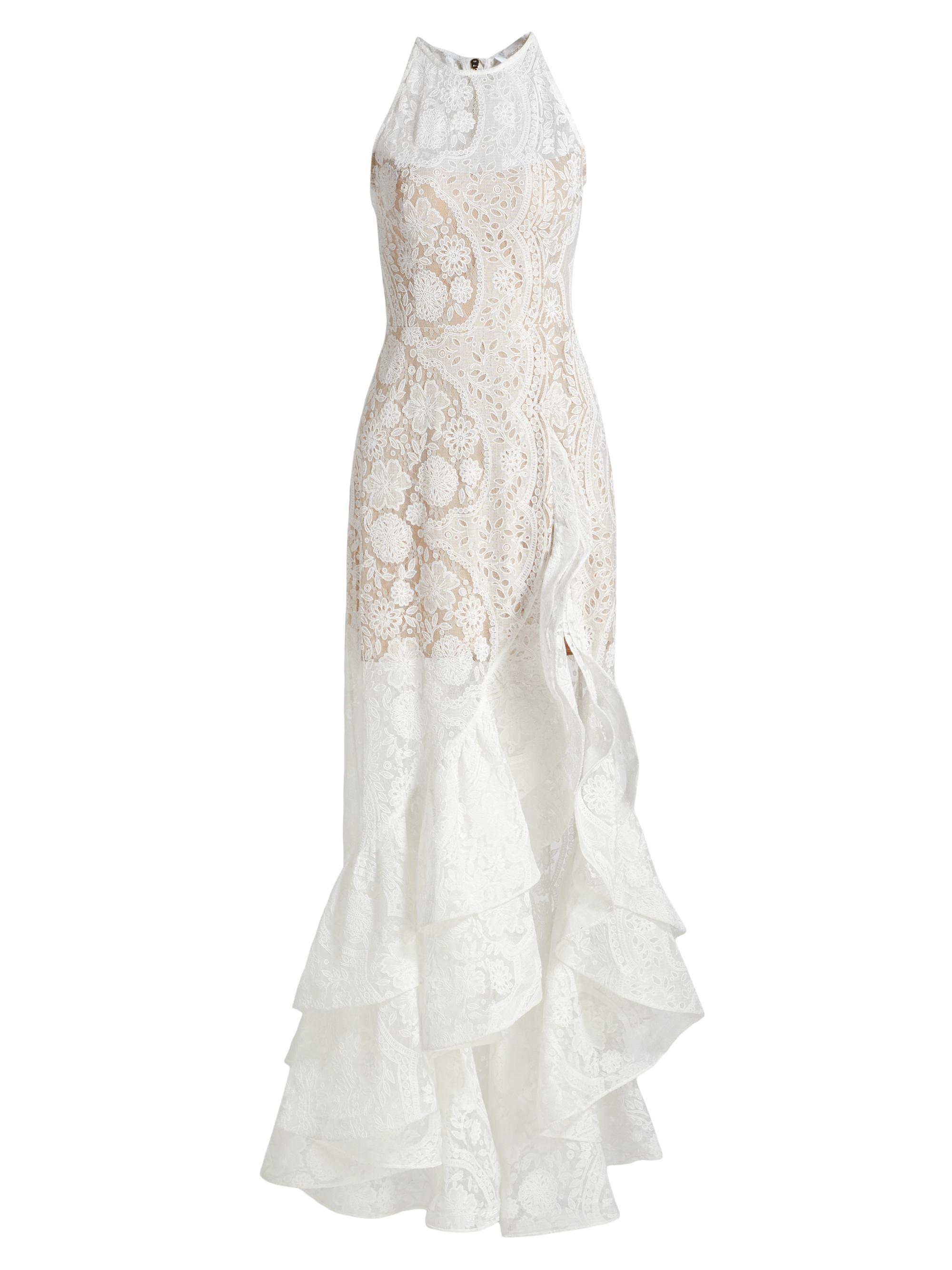 Bronx and Banco Women's Sicilia Lace Ruffle Maxi Dress - White