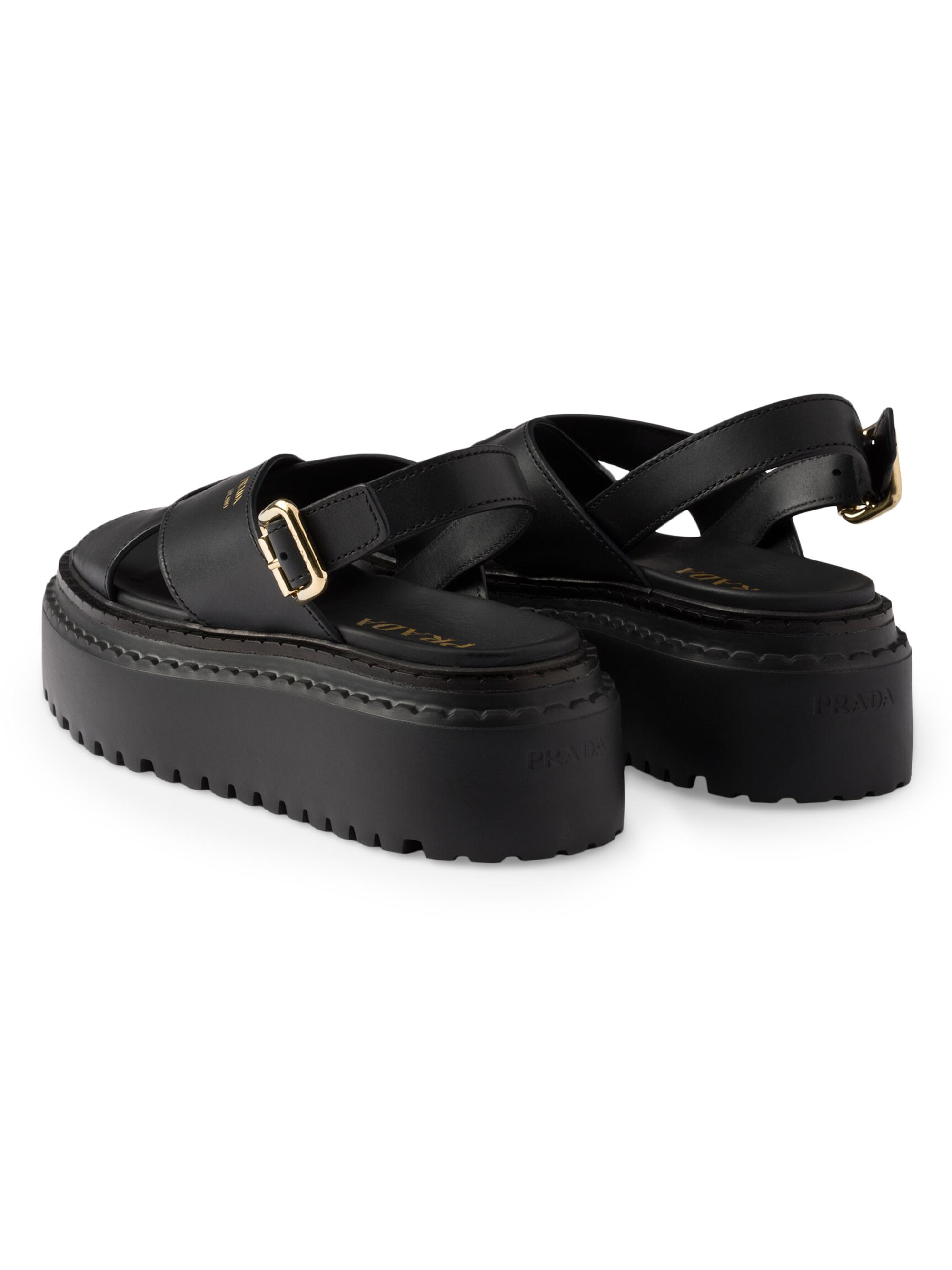 Prada Leather Crisscross Sandals | Saks Fifth Avenue