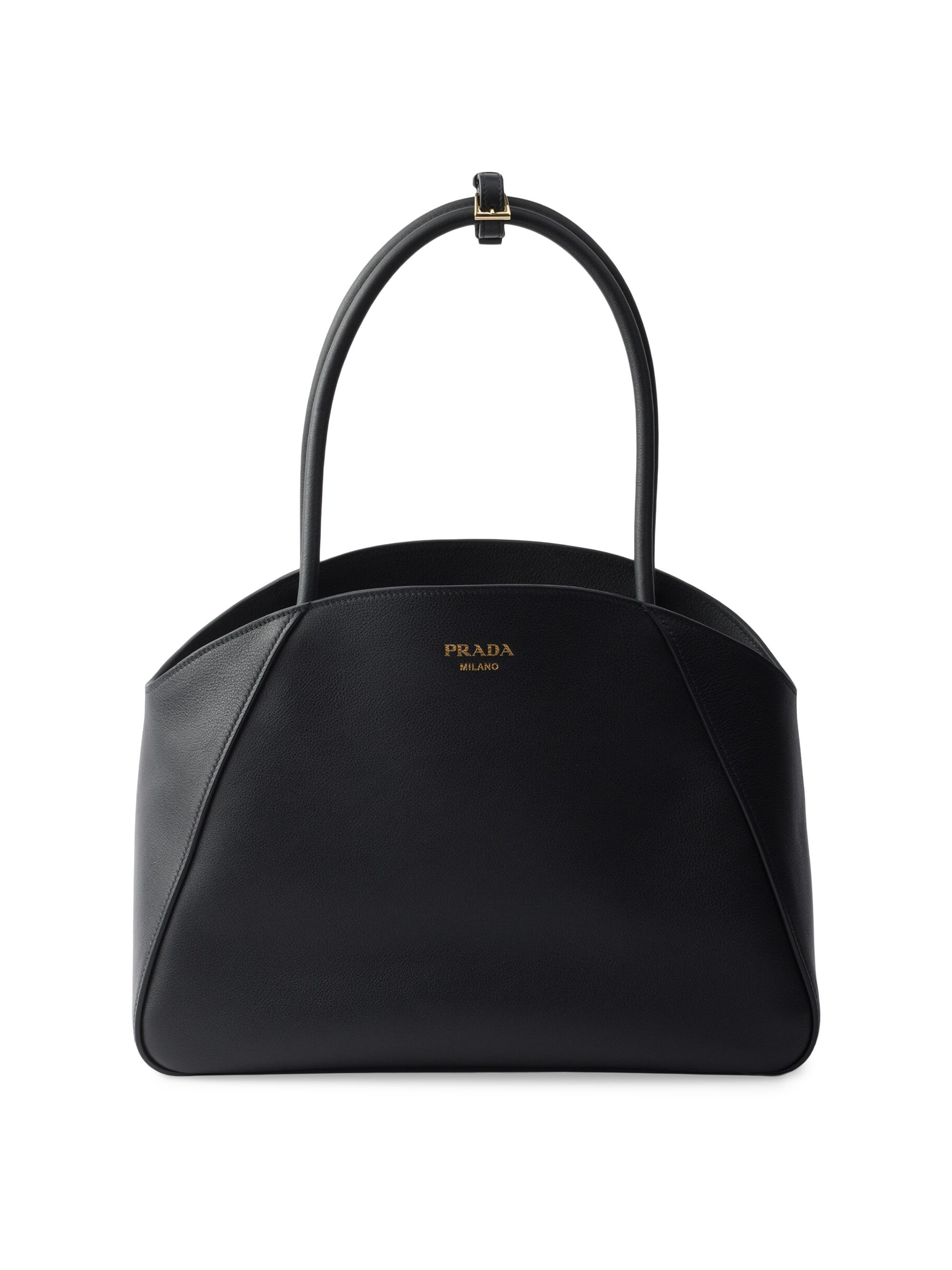 Prada Buckle Large Leather Top Handle Bag with Belt | Saks Fifth