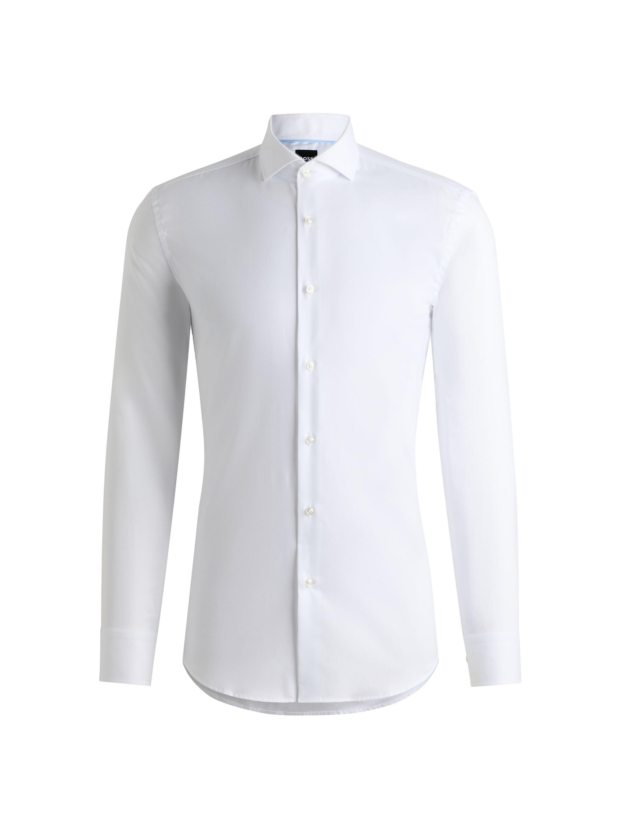 BOSS Men's Slim Fit Shirt in Structured Cotton - White