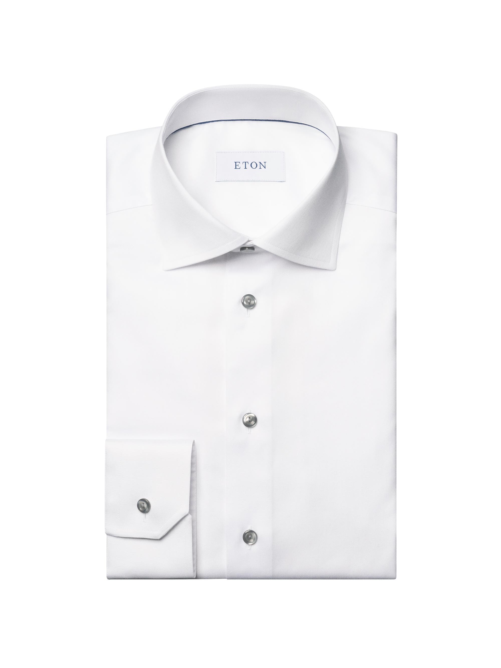 Eton Men's Cotton-Twill Contemporary-Fit Dress Shirt - White Grey