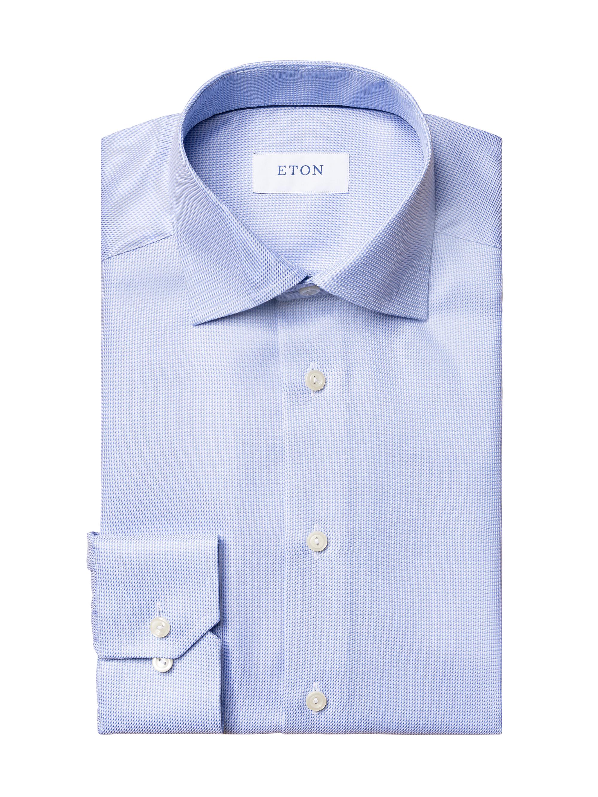 Eton Men's Contemporary-Fit Houndstooth Cotton Shirt - Blue