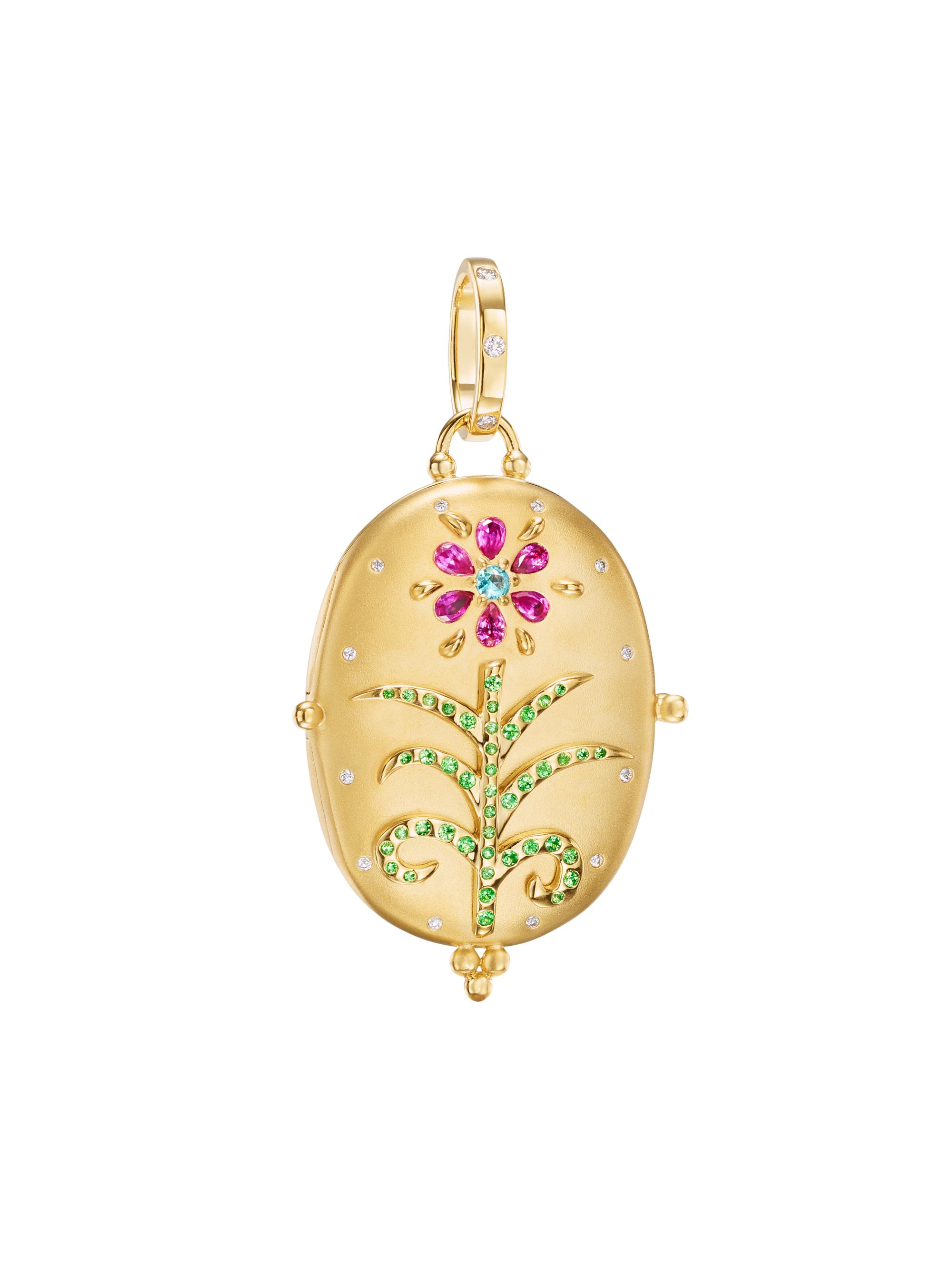 Temple St. Clair Women's Fiori 18K Yellow Gold & Multi-Gemstone Locket - Yellow Gold
