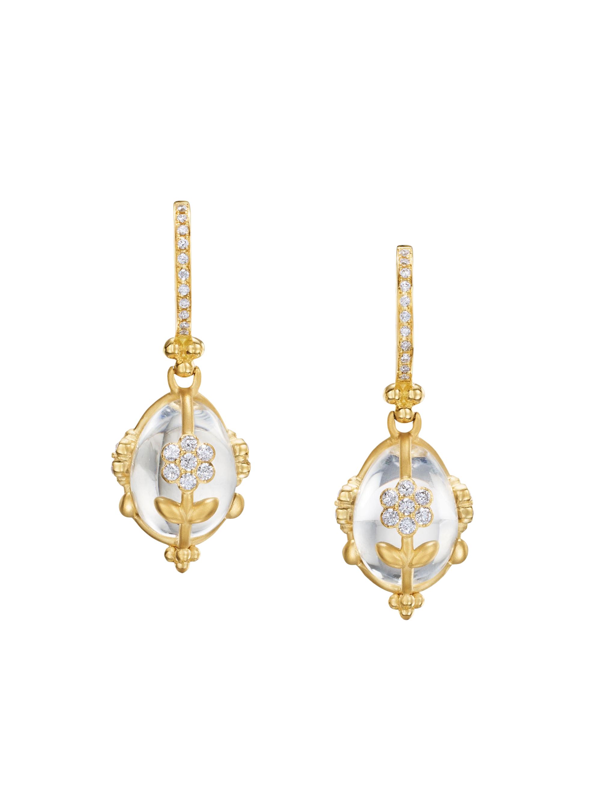 Temple St. Clair Women's Fiori 18K Yellow Gold, Rock Crystal & 0.74 TCW Diamond Amulet Drop Earrings - Yellow Gold