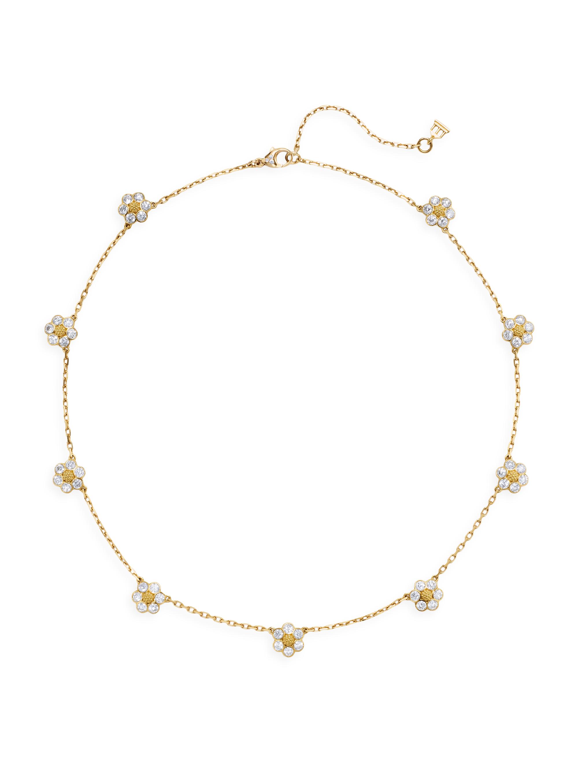 Temple St. Clair Women's Fiori 18K Yellow Gold & 4.37 TCW Diamond Station Necklace - Yellow Gold