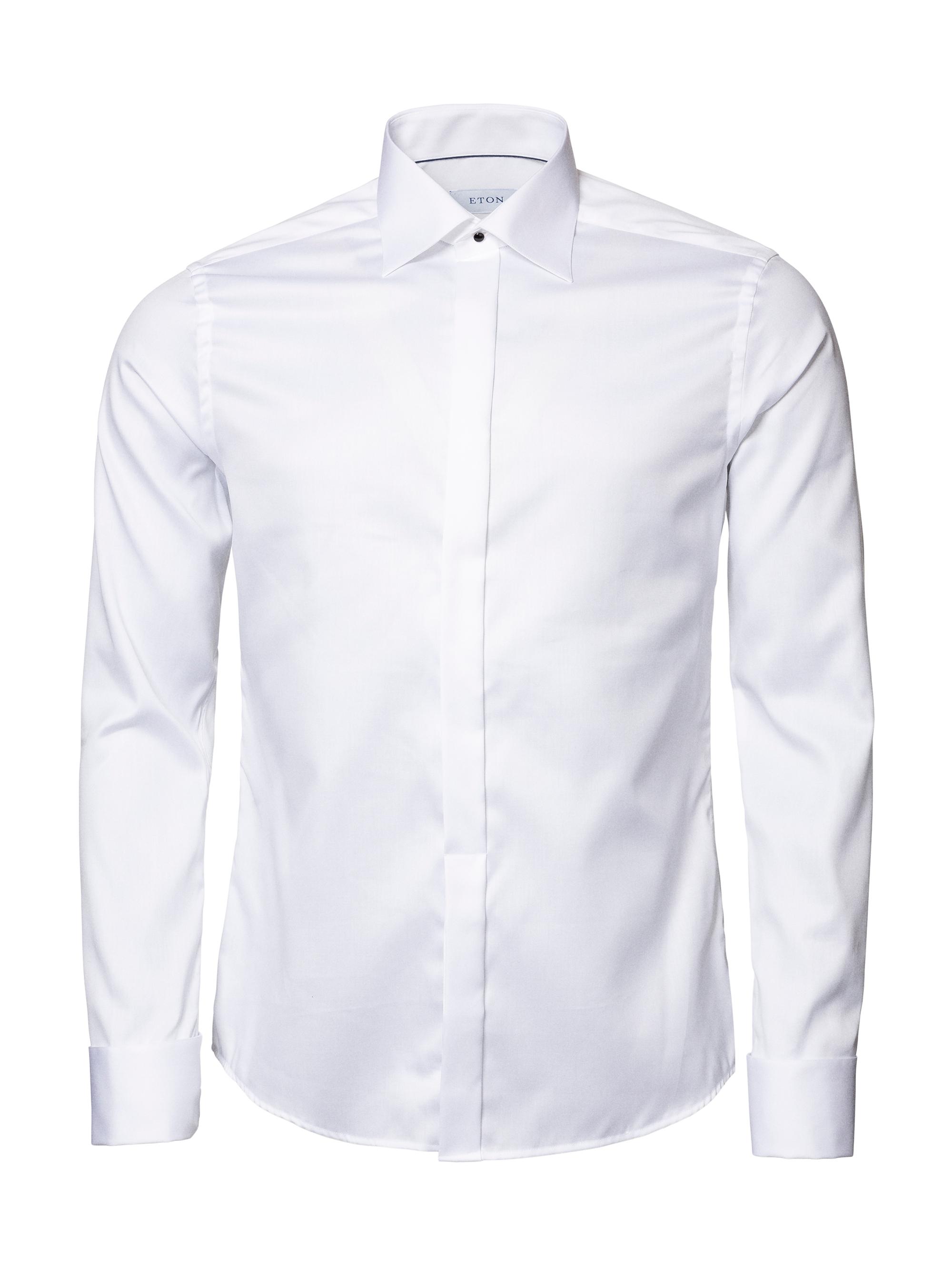 Eton Men's Slim-Fit Fly Front Twill Tuxedo Shirt - White