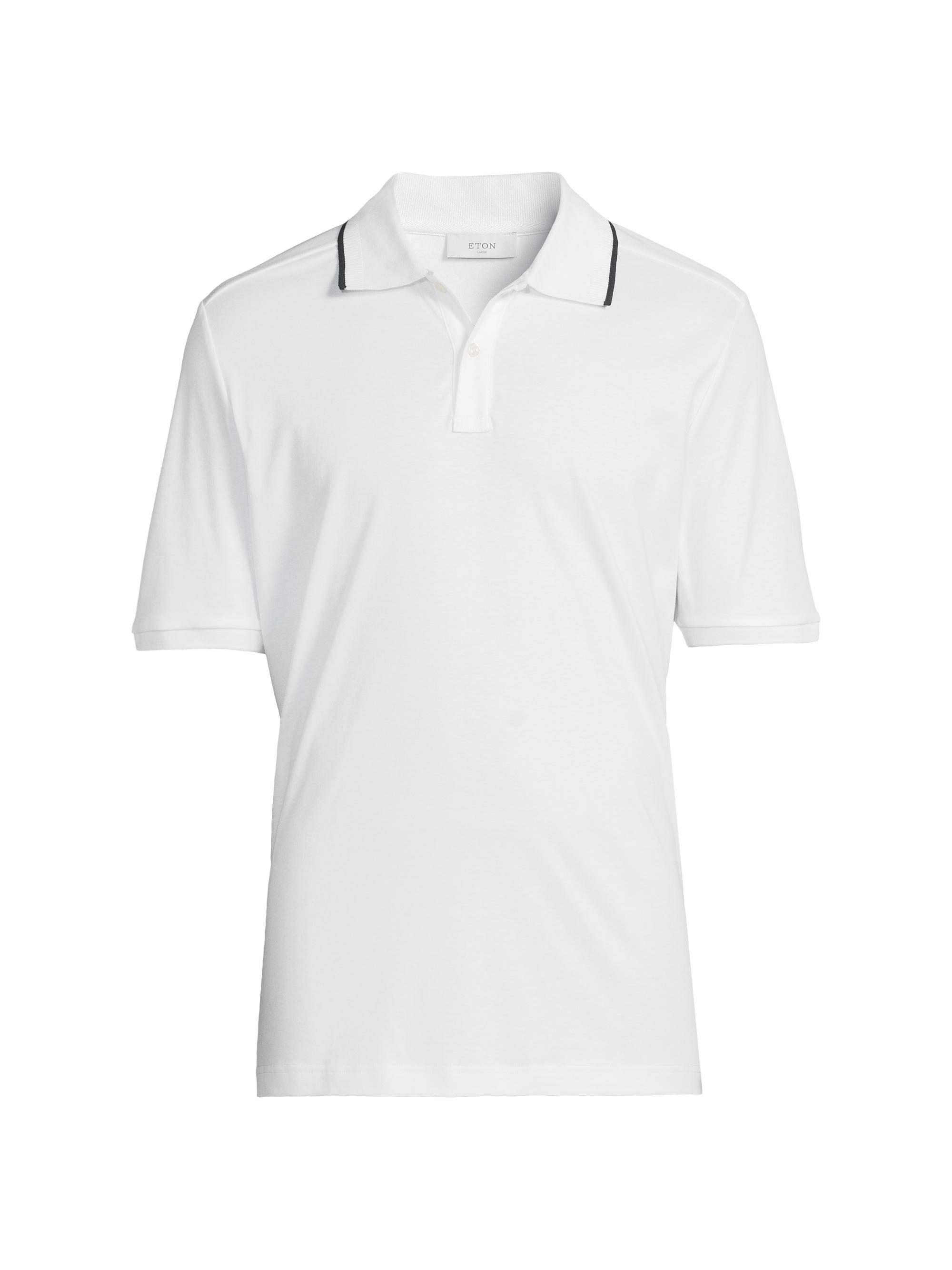 Eton Men's Tipped Collar Jersey Polo Shirt - White