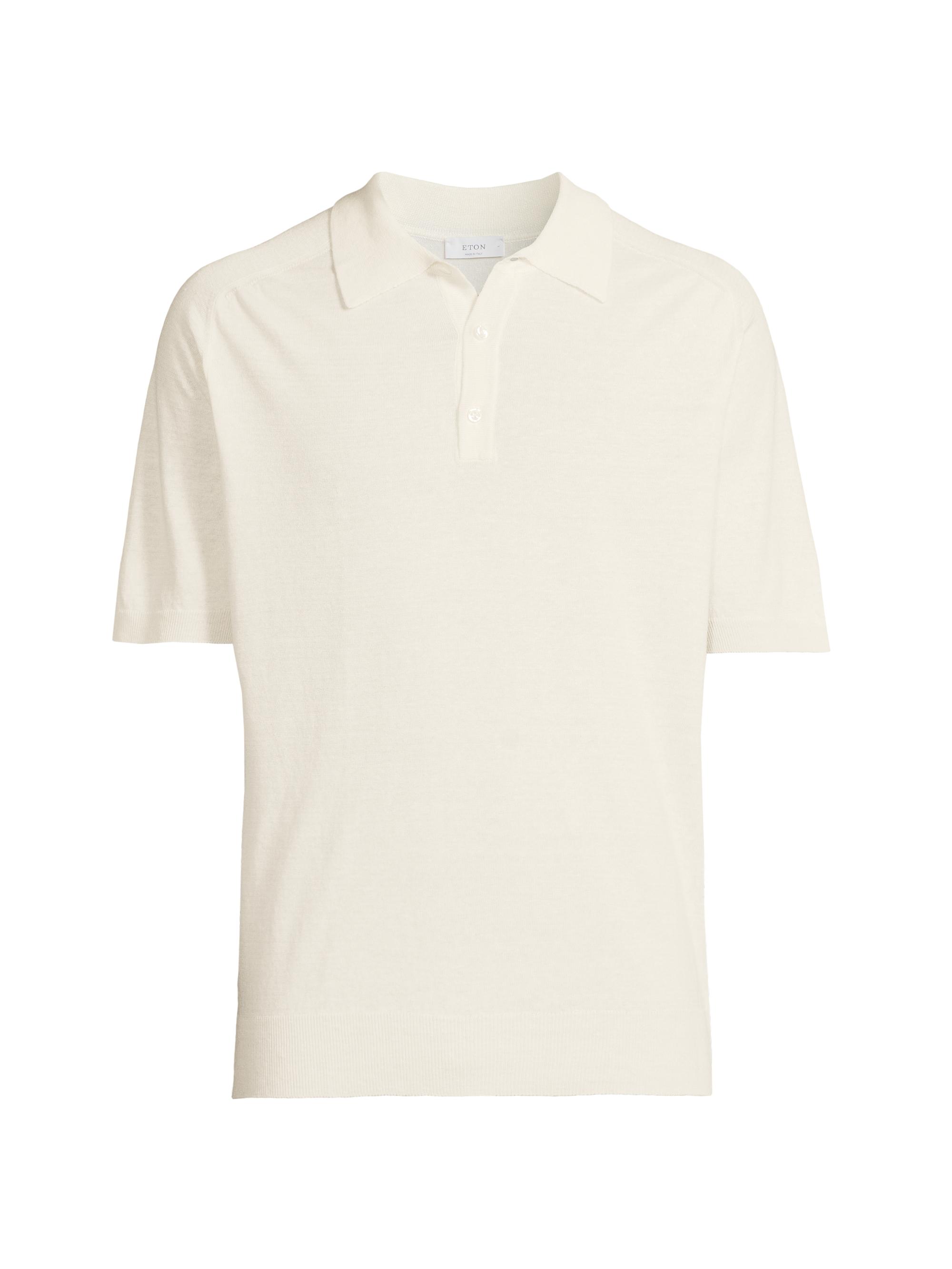 Eton Men's Linen-Cotton Woven Polo Shirt - Cream