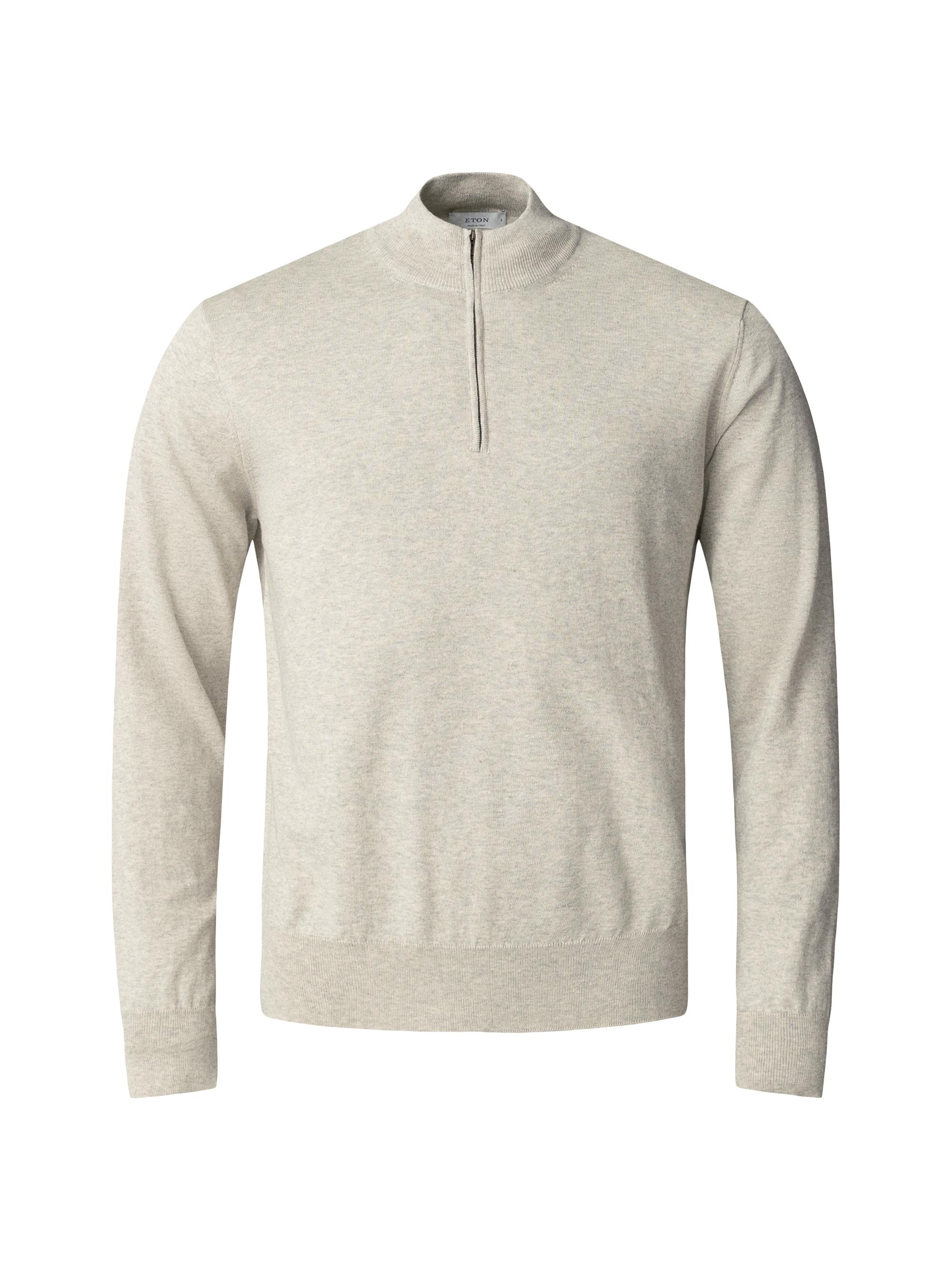 Eton Men's Cotton-Cashmere Fine Weave Quarter-Zip Sweater - Beige