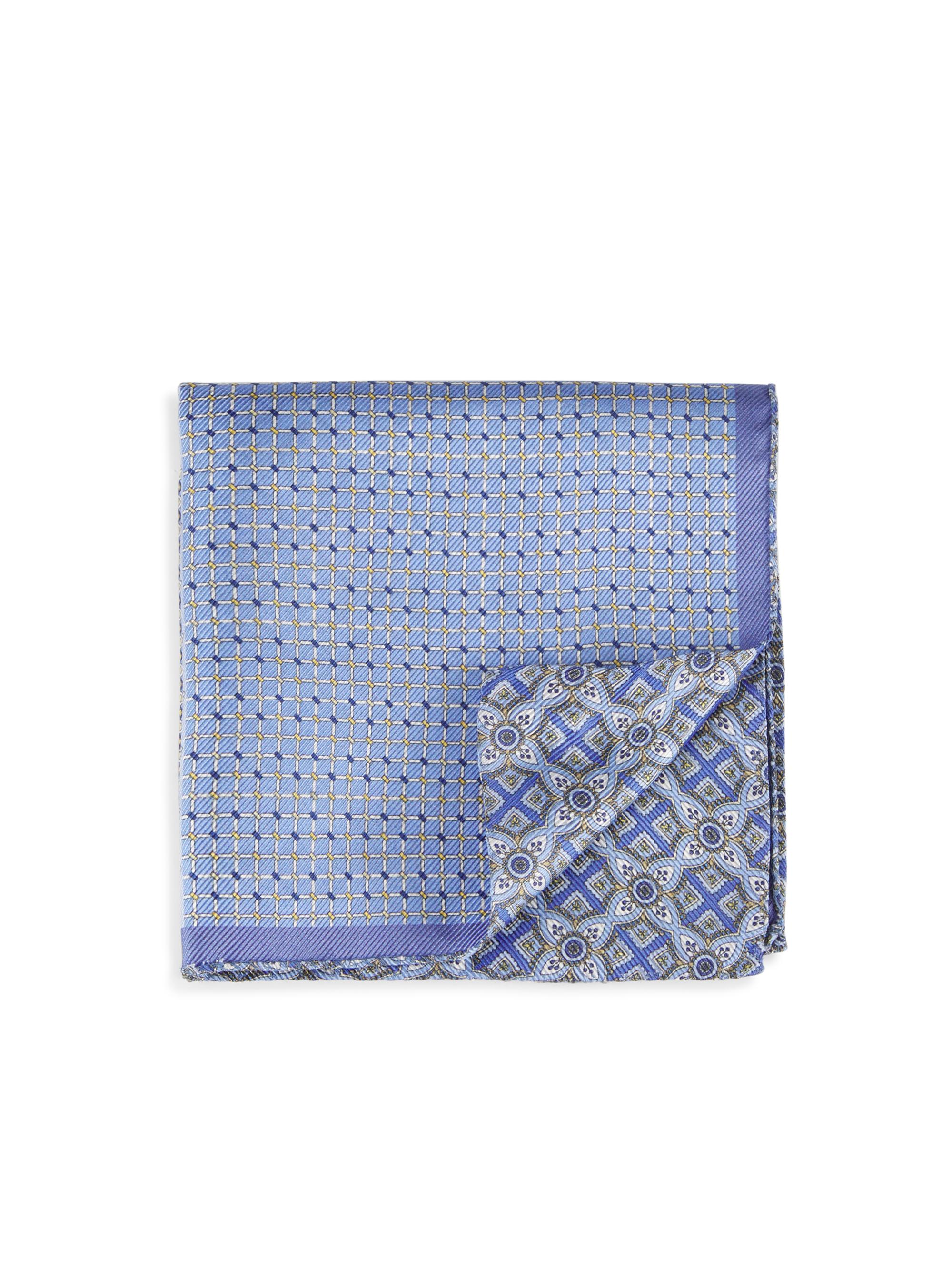 Eton Men's Four-Sided Silk Pocket Square - Purple