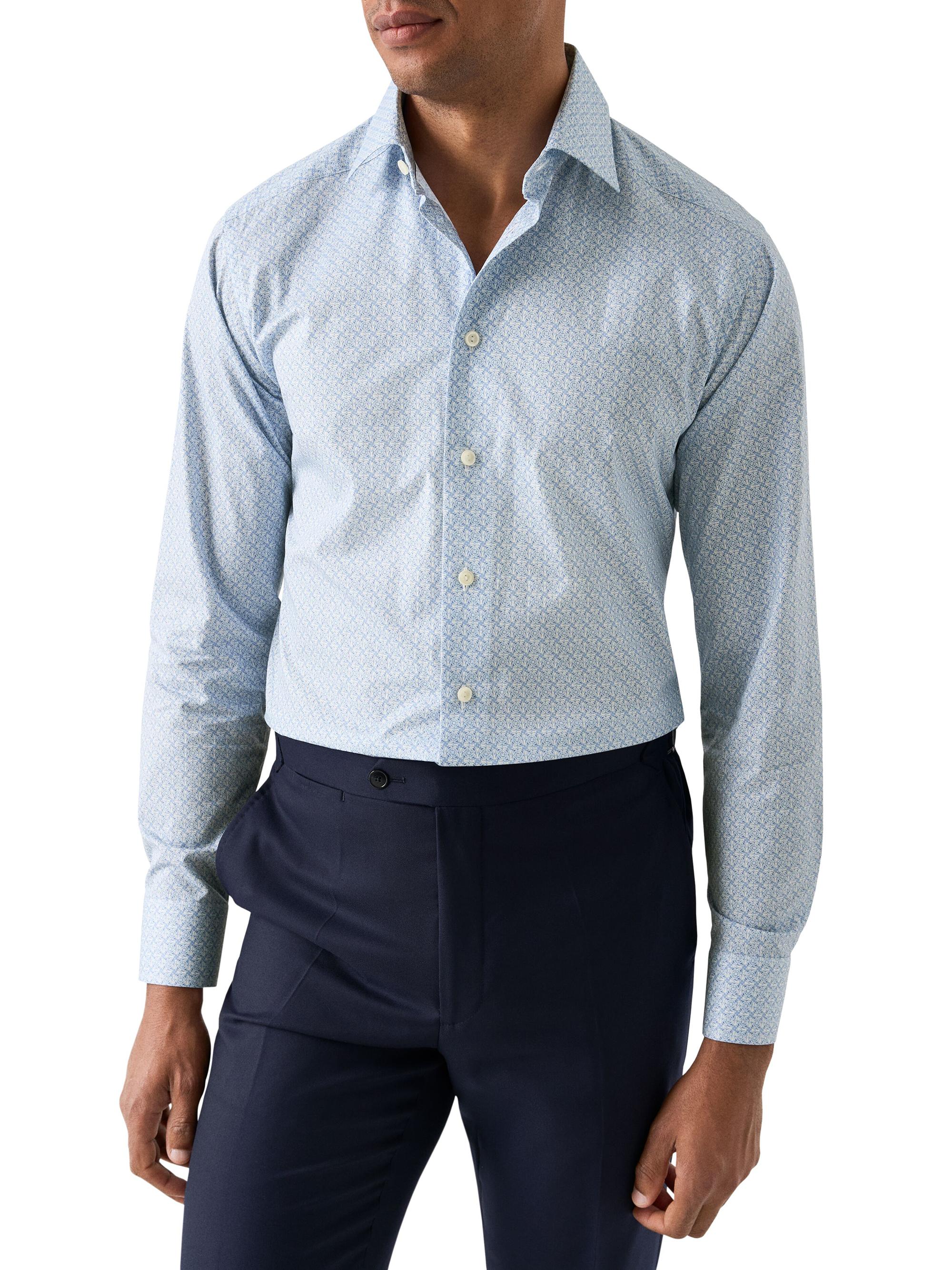 Eton Men's Contemporary-Fit Geometric Cotton Shirt - Blue