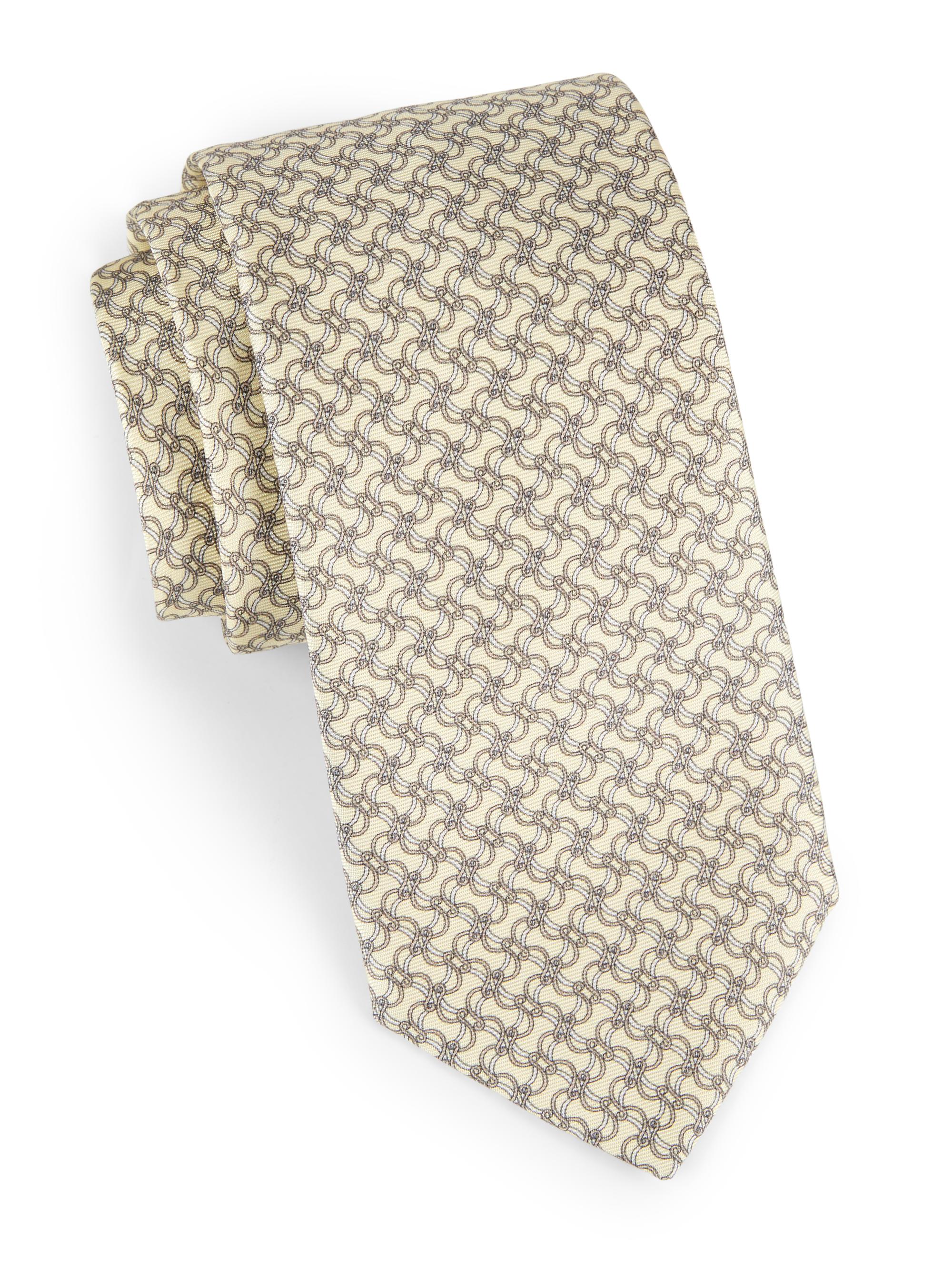 Eton Men's Geometric Silk Tie - Yellow