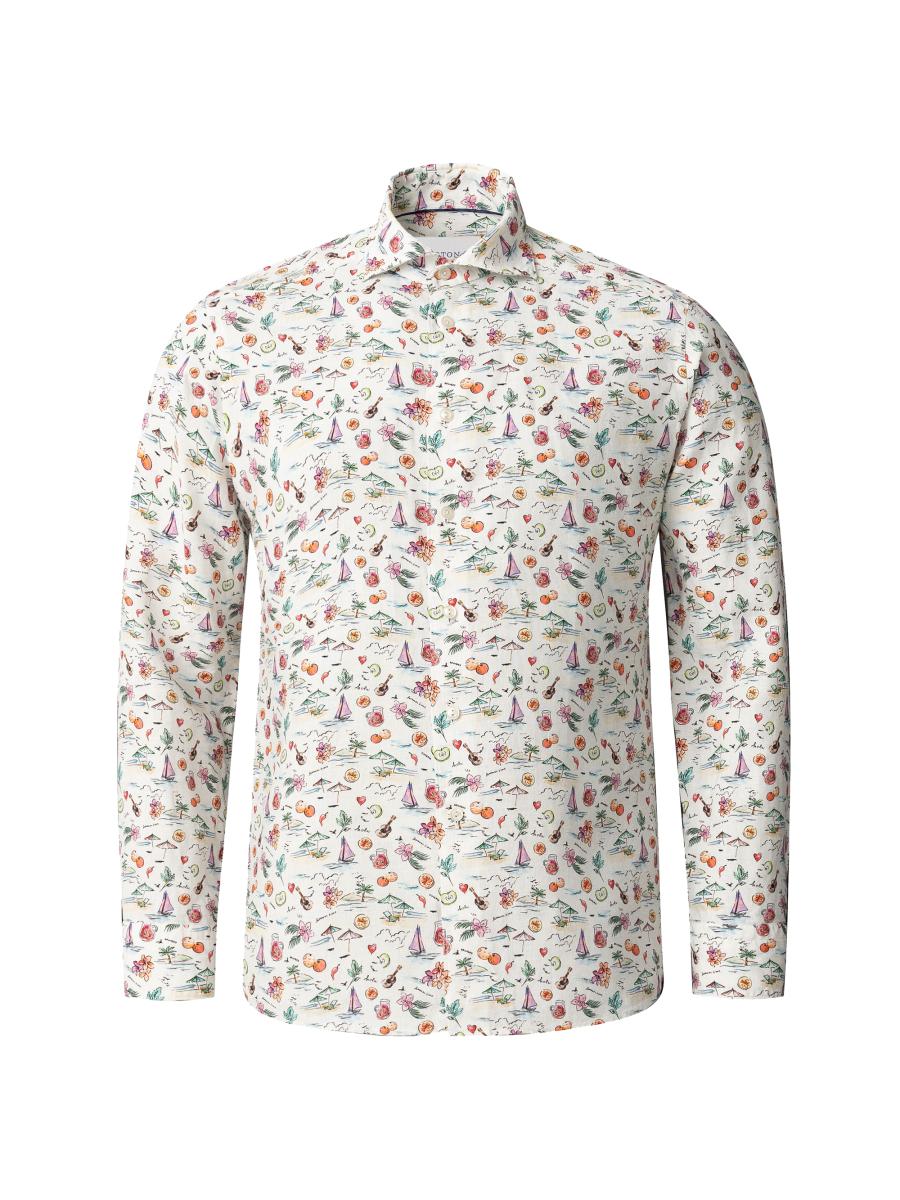 Eton Sangria Print Contemporary-Fit Linen Shirt | Saks Fifth Avenue
