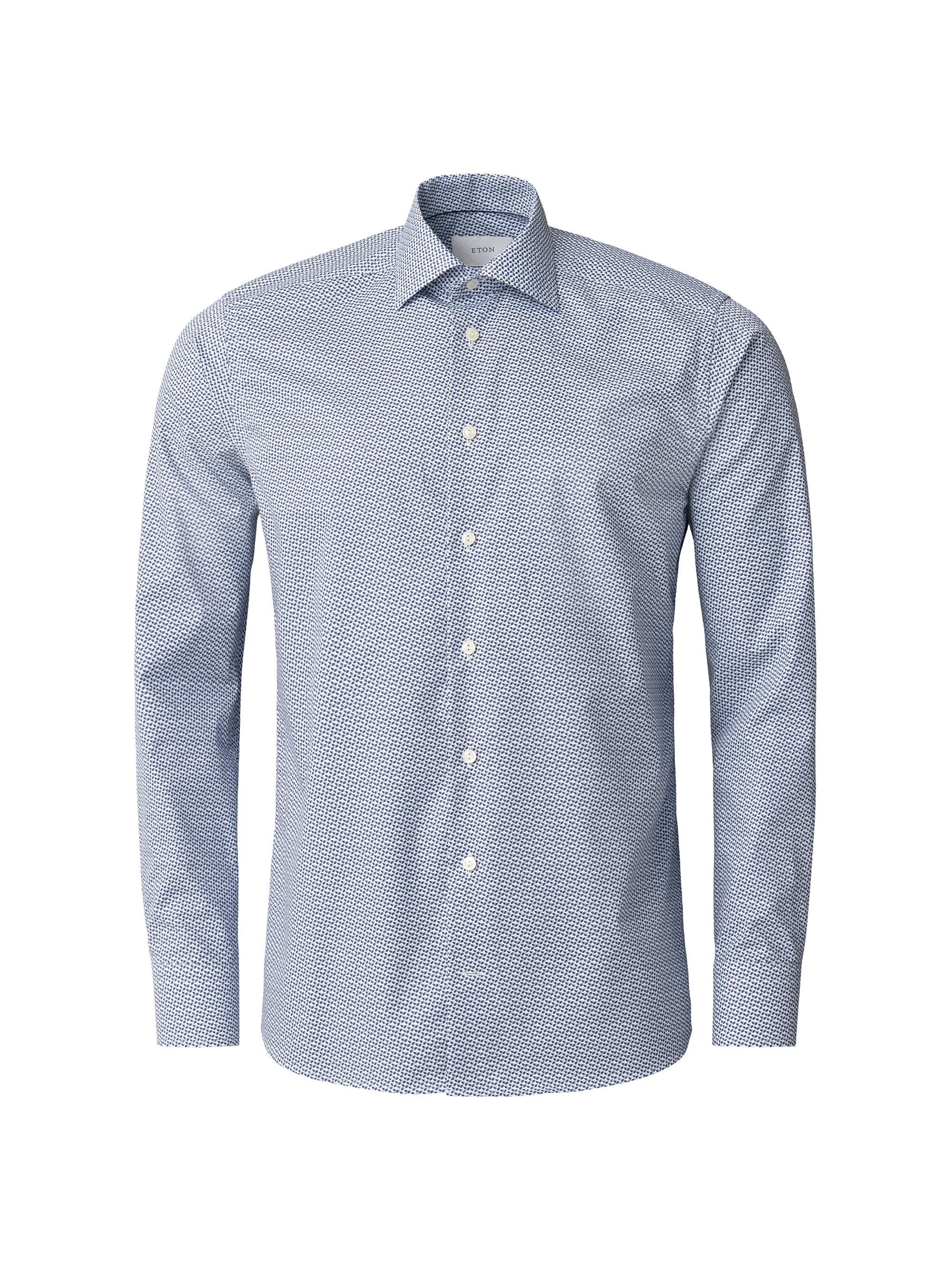 Eton Men's Slim-Fit Micro Geometric Button-Front Shirt - Blue