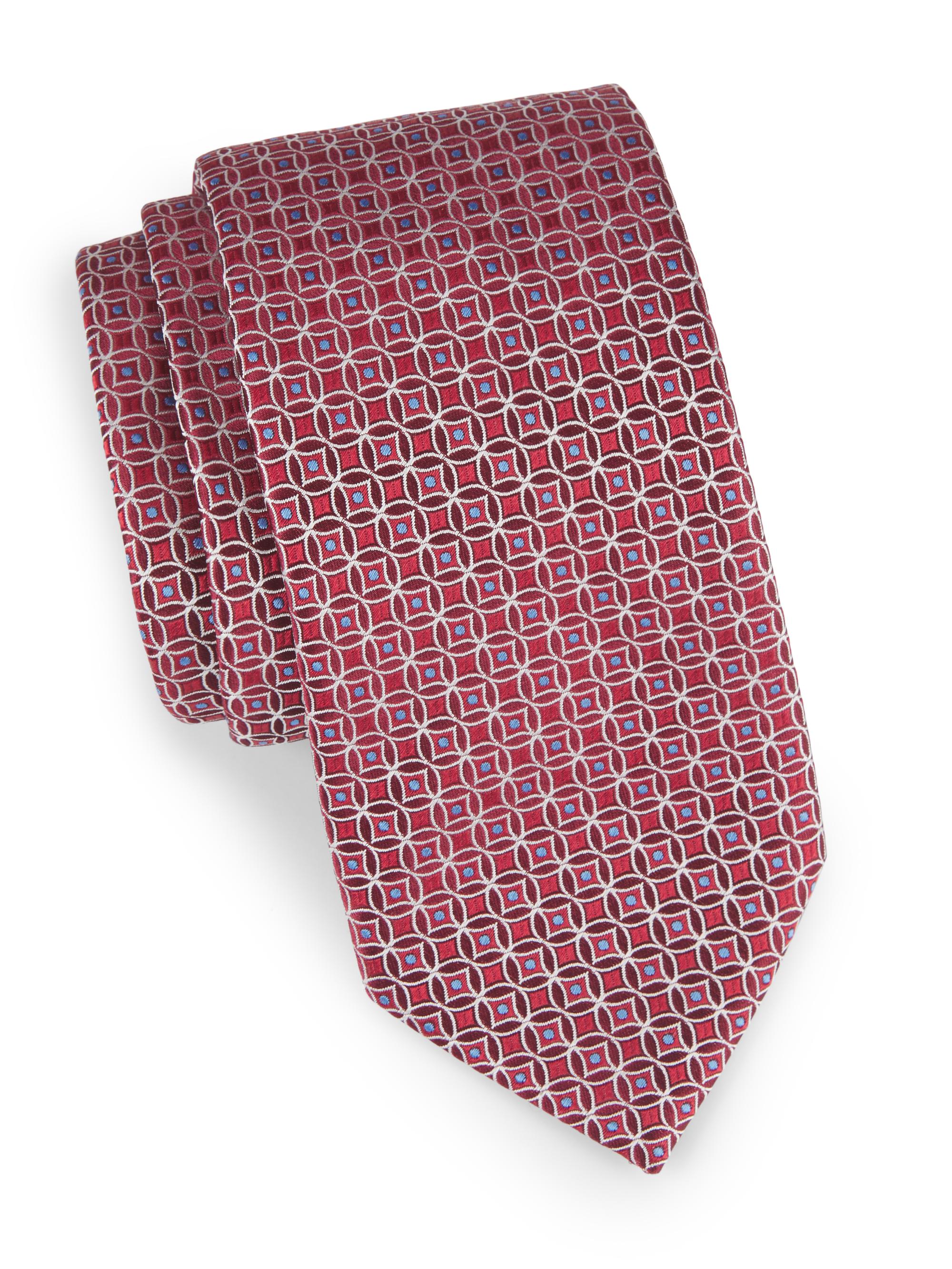 Eton Men's Geometric Silk Tie - Red