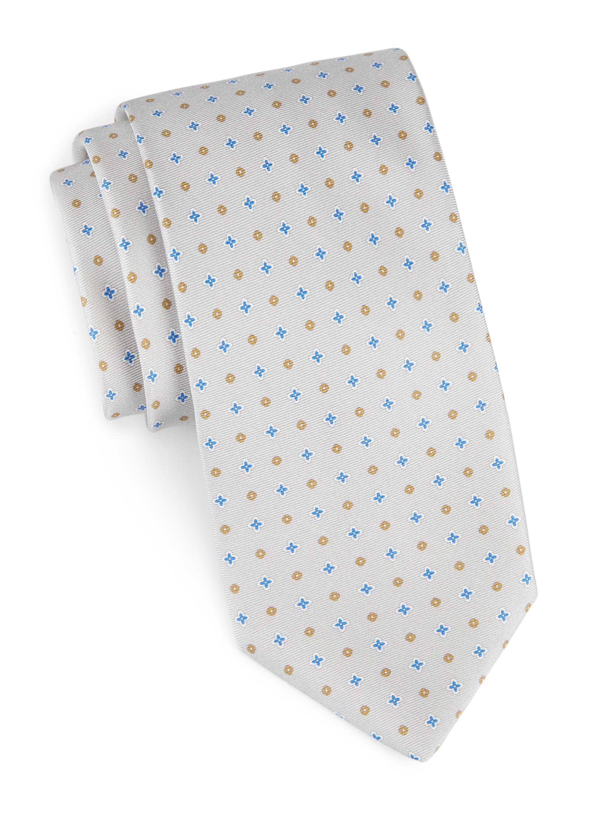 Eton Men's Micro Floral Silk Tie - Beige