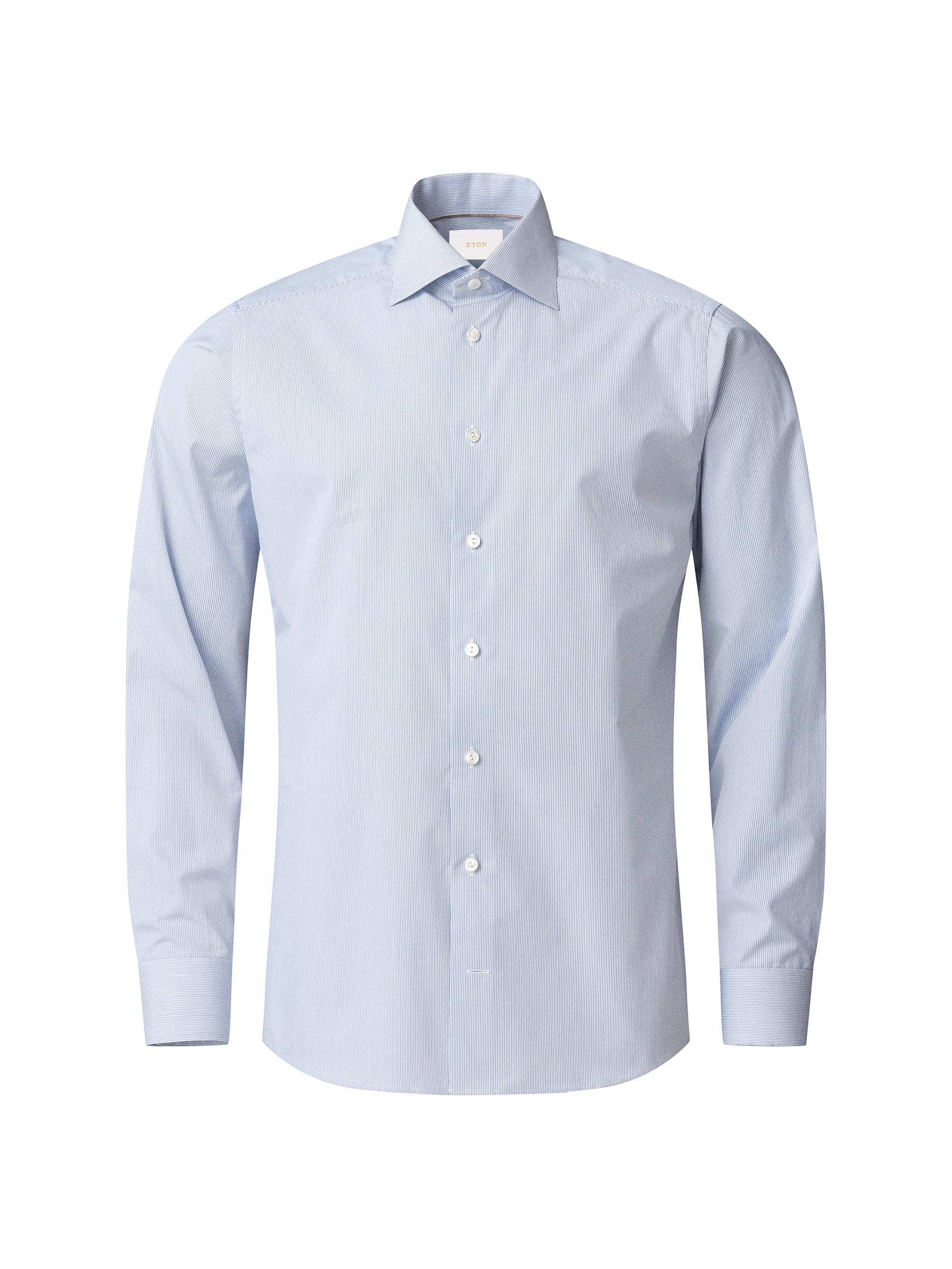 Eton Men's Contemporary-Fit Elevated Striped Button-Front Shirt - Blue