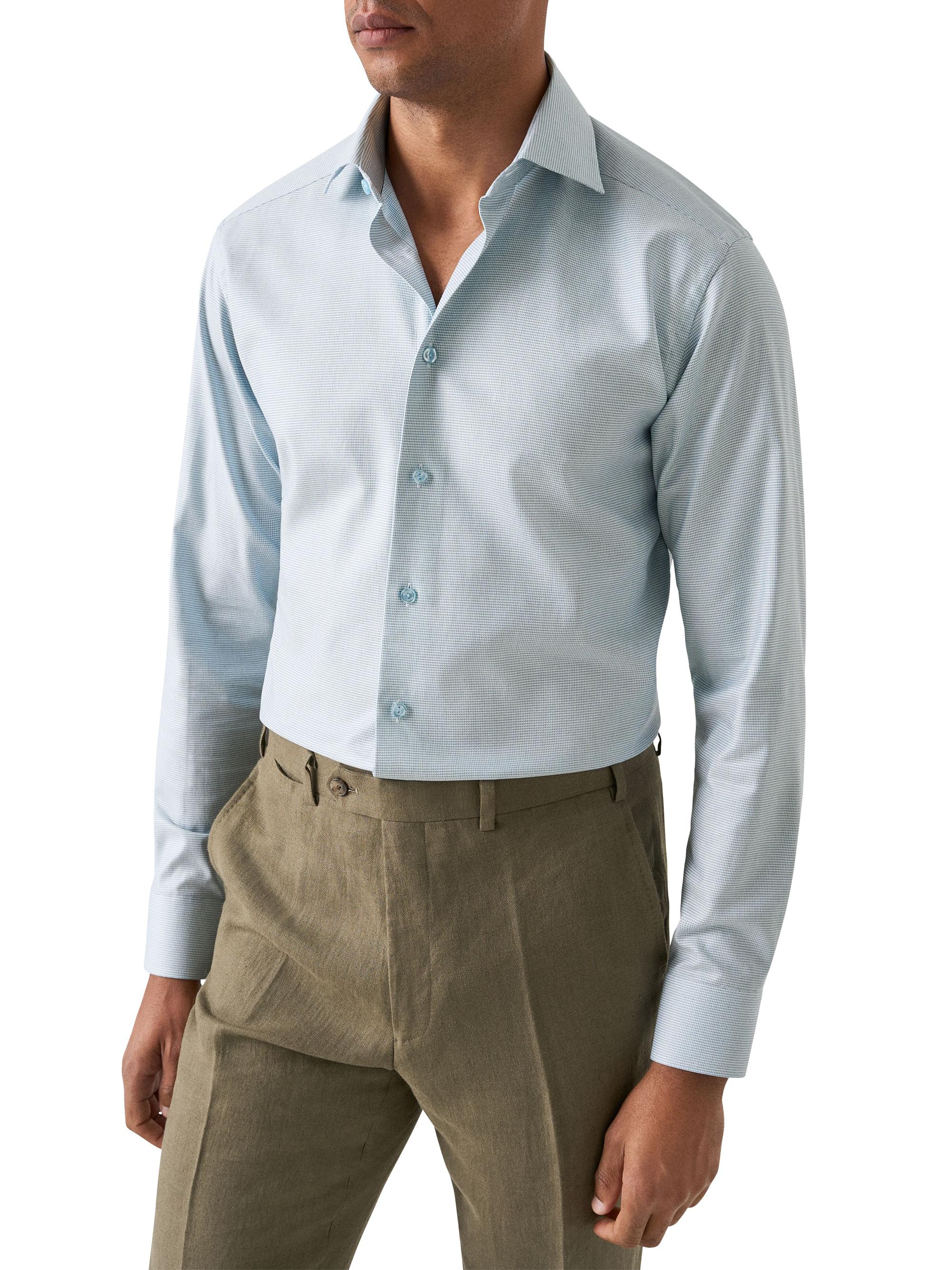 Eton Men's Contemporary-Fit Semi-Solid Cotton Shirt - Green