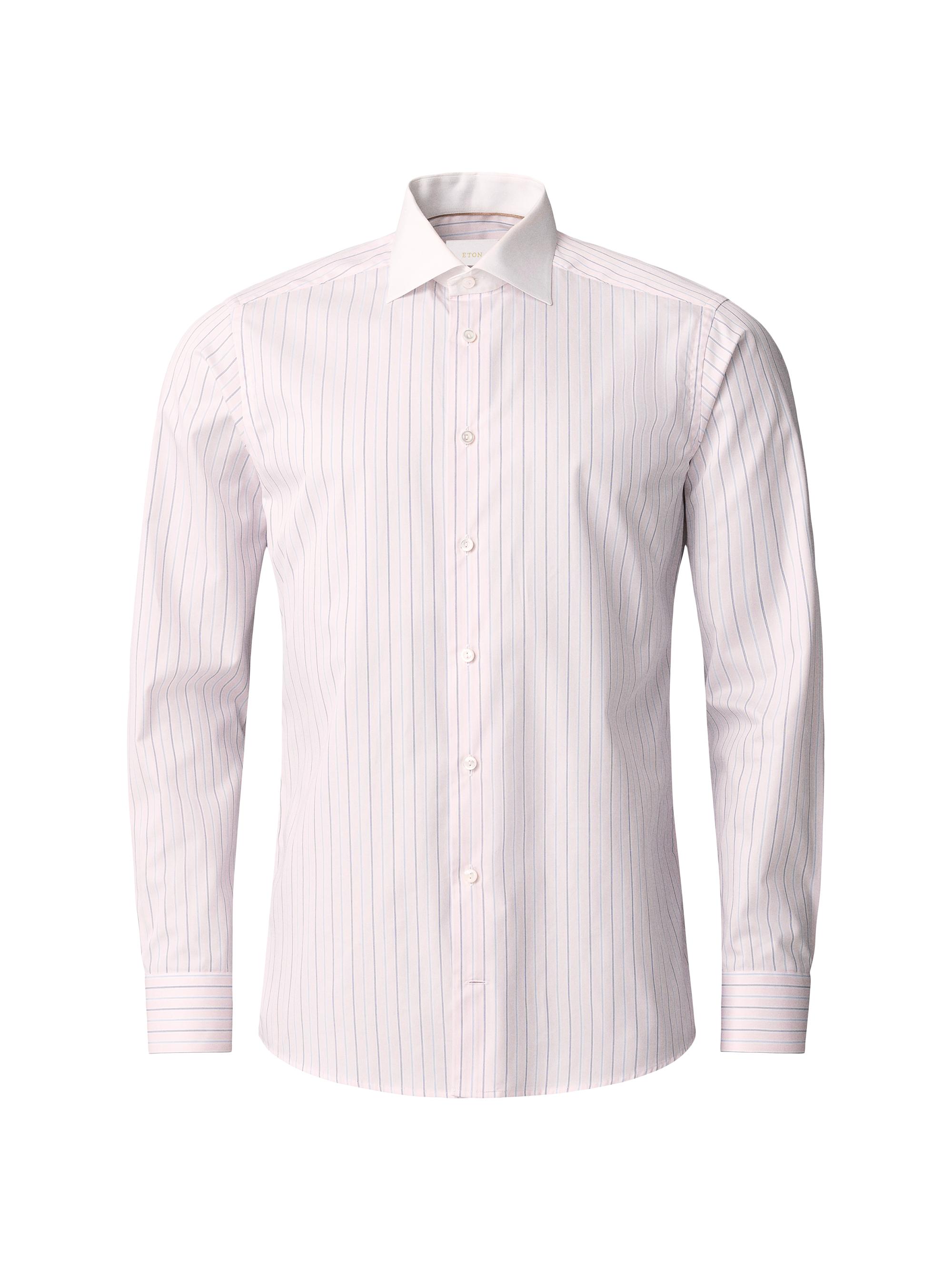 Eton Men's Contemporary-Fit Elevated Striped Button-Front Shirt - Pink