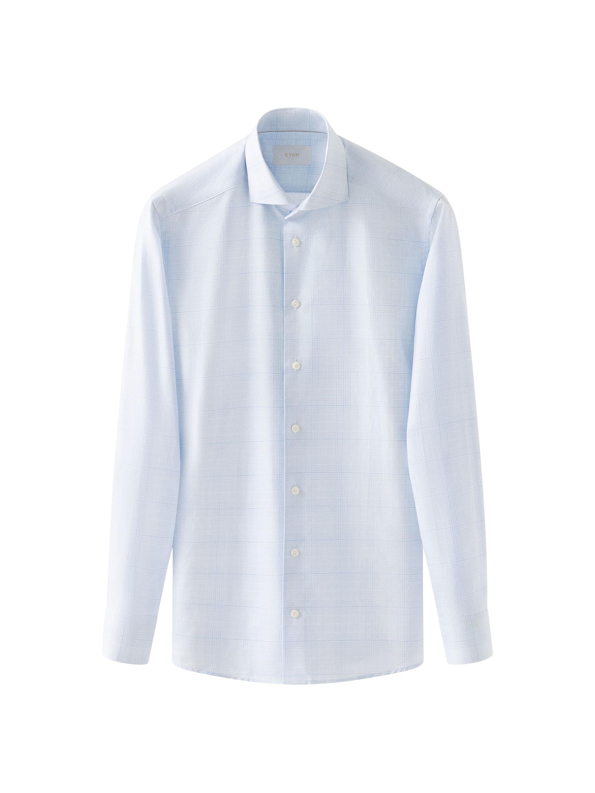 Eton Men's Contemporary-Fit Elevated Cotton-Linen Check Shirt - Blue