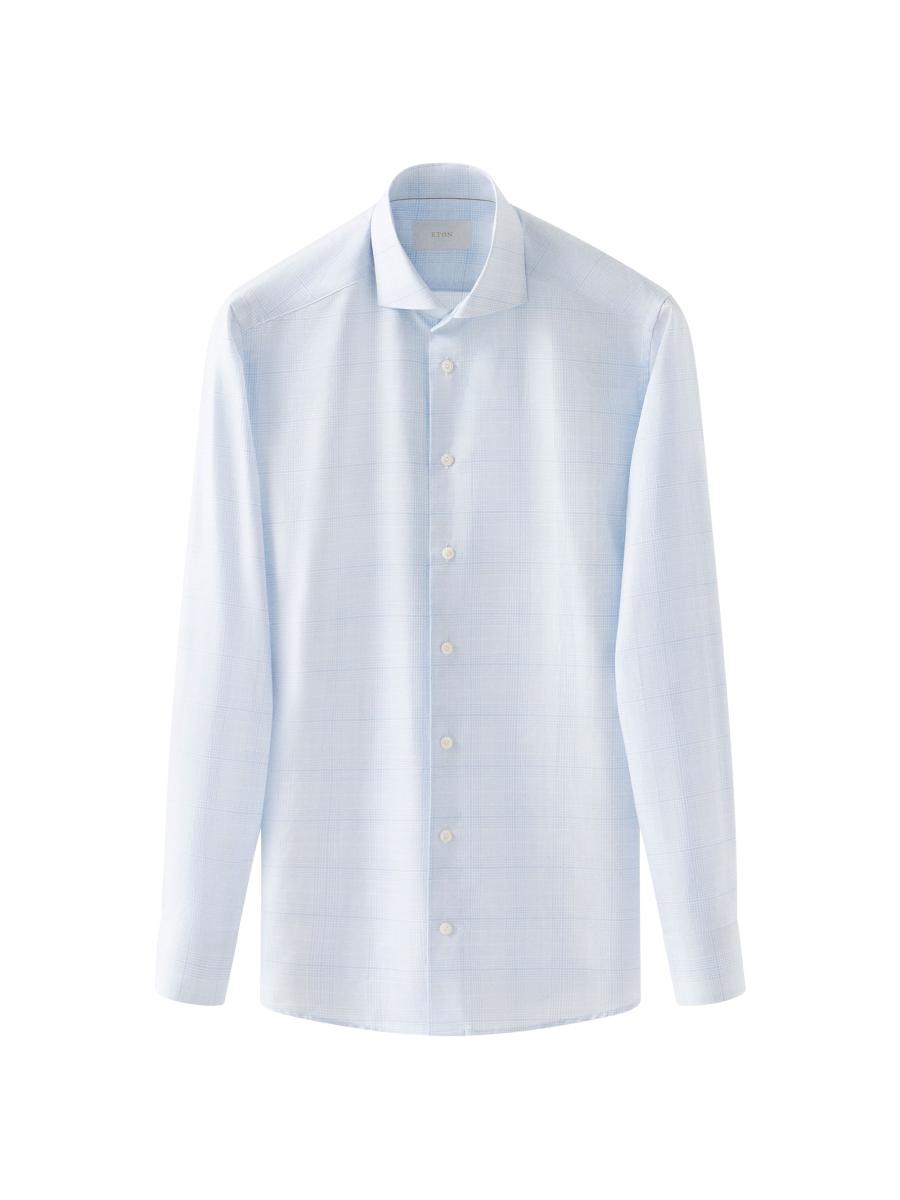 Eton Men's Contemporary-fit Elevated Cotton-linen Check Shirt In Blue