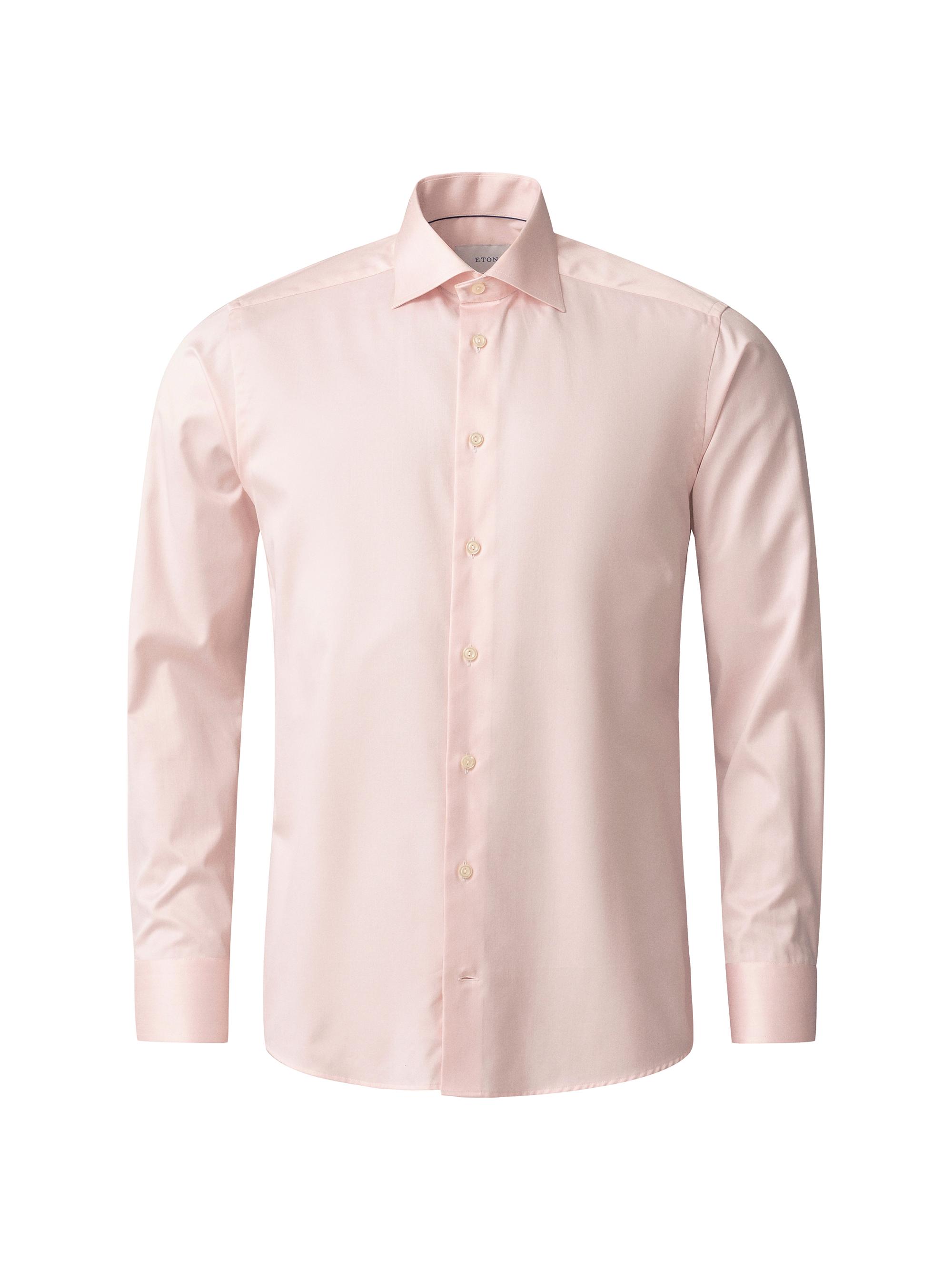 Eton Men's Contemporary-Fit Solid Cotton-Blend Button-Front Shirt - Pink