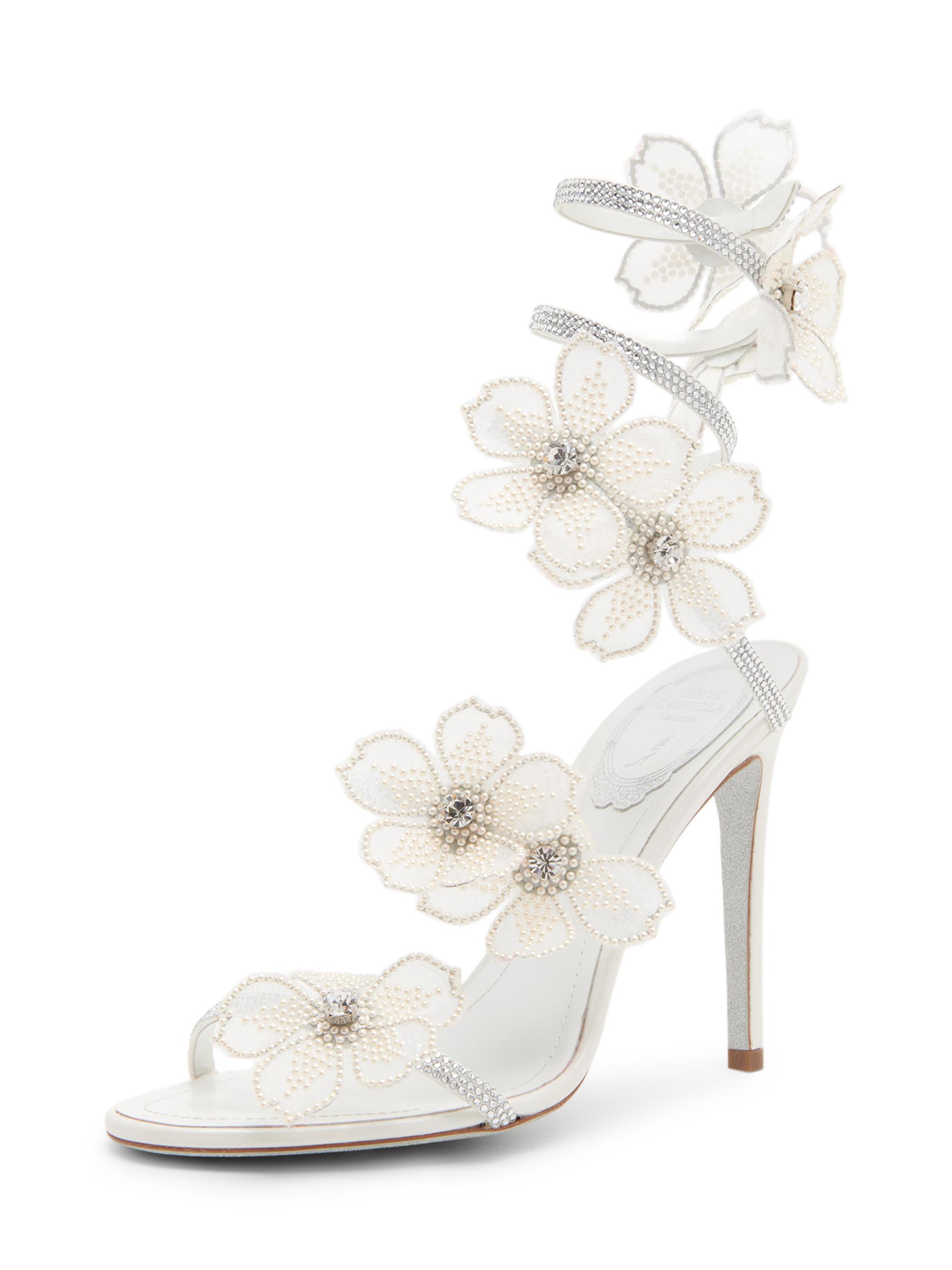 SHELTECH with Cloveru KANEWAHINE11月16日まで Rene Caovilla Cleo 105MM Crystal-Embellished Floral Satin Sandals