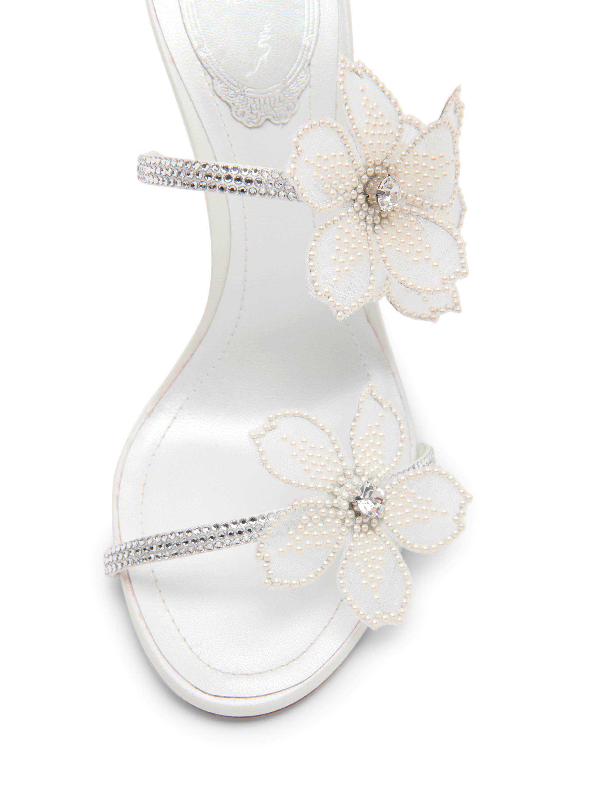 Rene Caovilla Cleo 105MM Crystal-Embellished Floral Satin Sandals