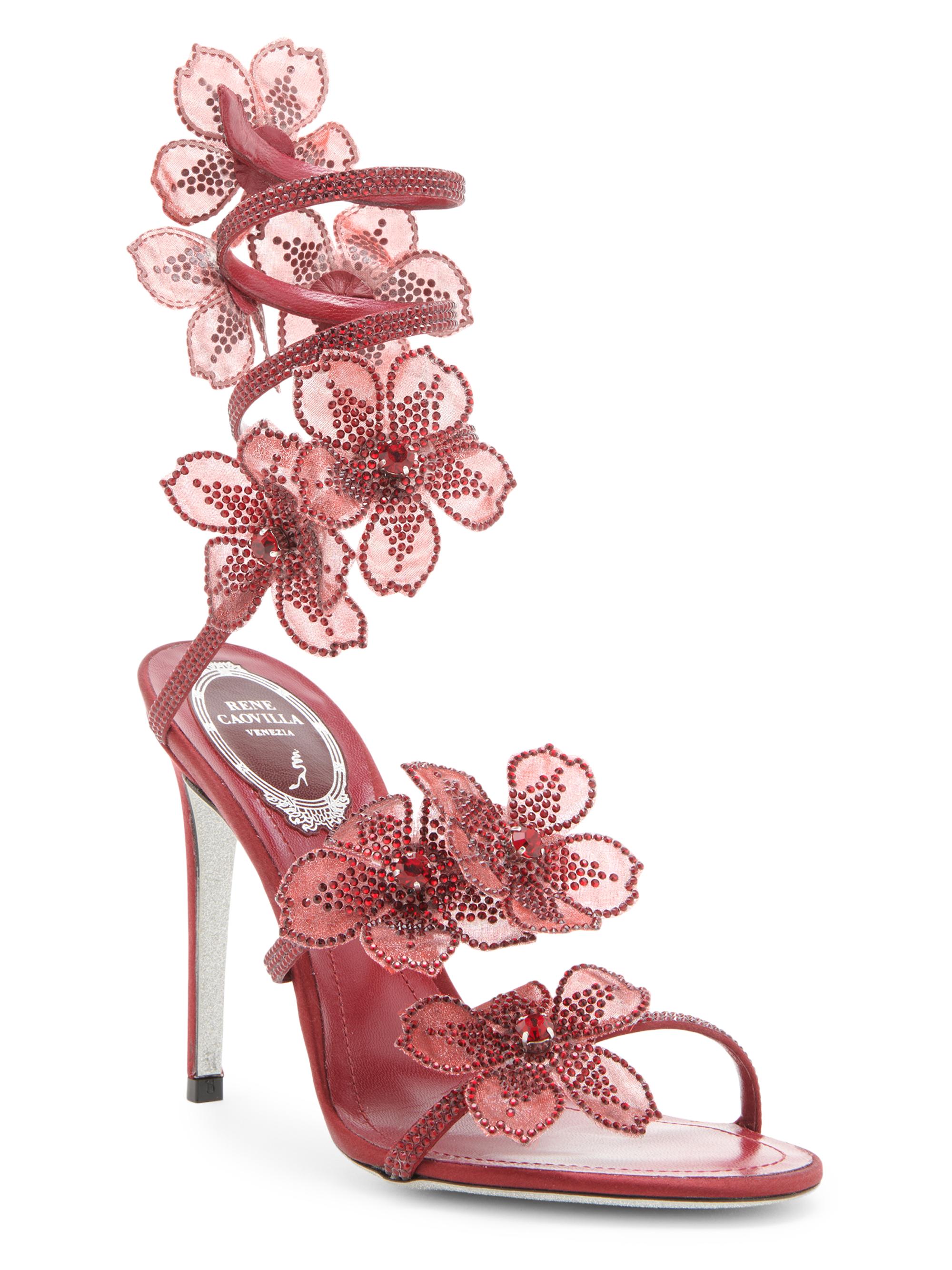 Rene Caovilla 105MM Crystal-Embellished Floral Satin Sandals