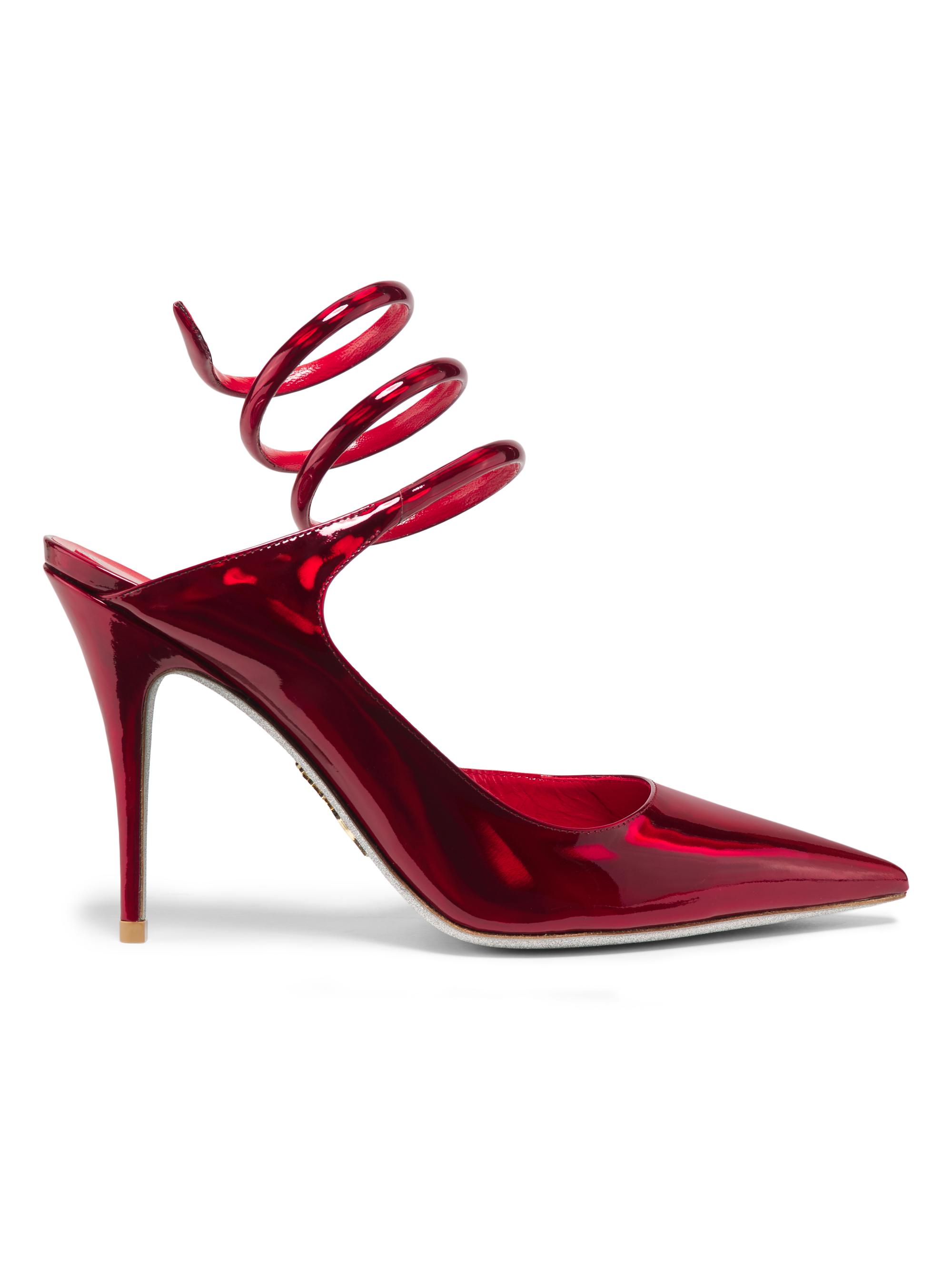 Rene Caovilla Women's Spiral Wrap 100MM Stiletto Heels - Red Laser Calf