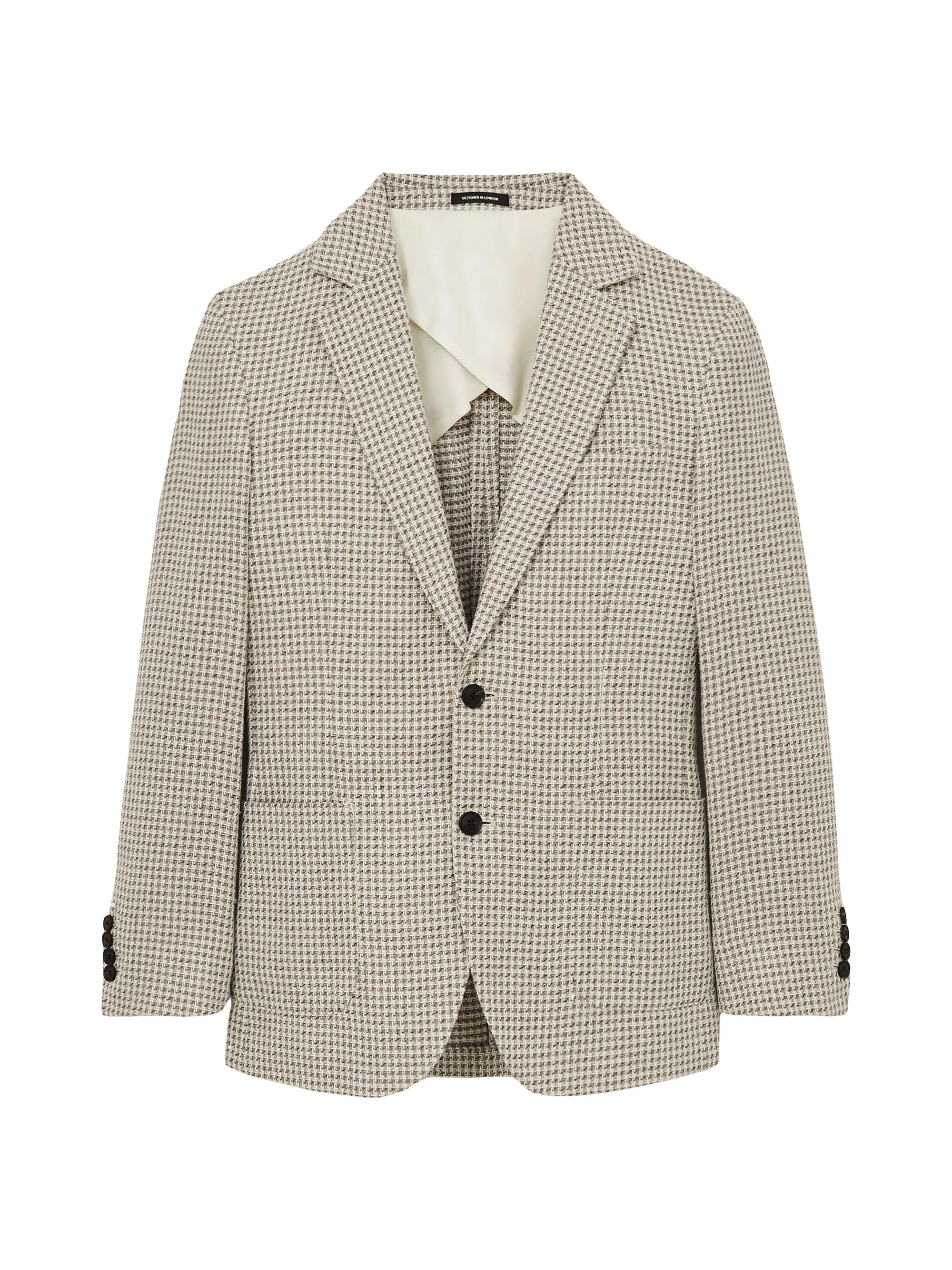 Reiss Men's Vitale Herringbone Cotton-Linen Sportcoat - Grey White