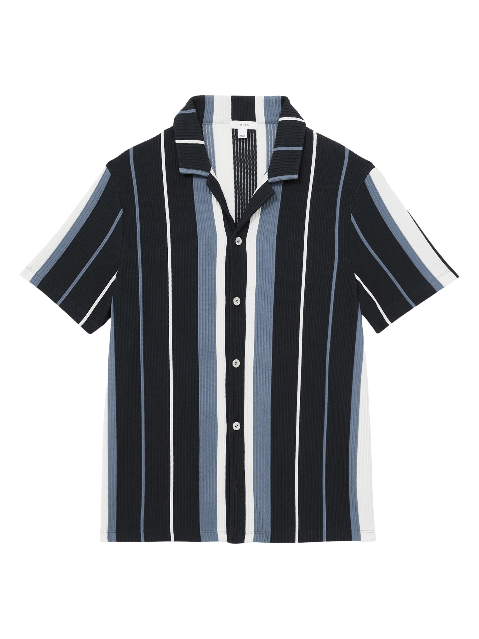 Reiss Men's Albers Stripe Camp Shirt - Navy Multi