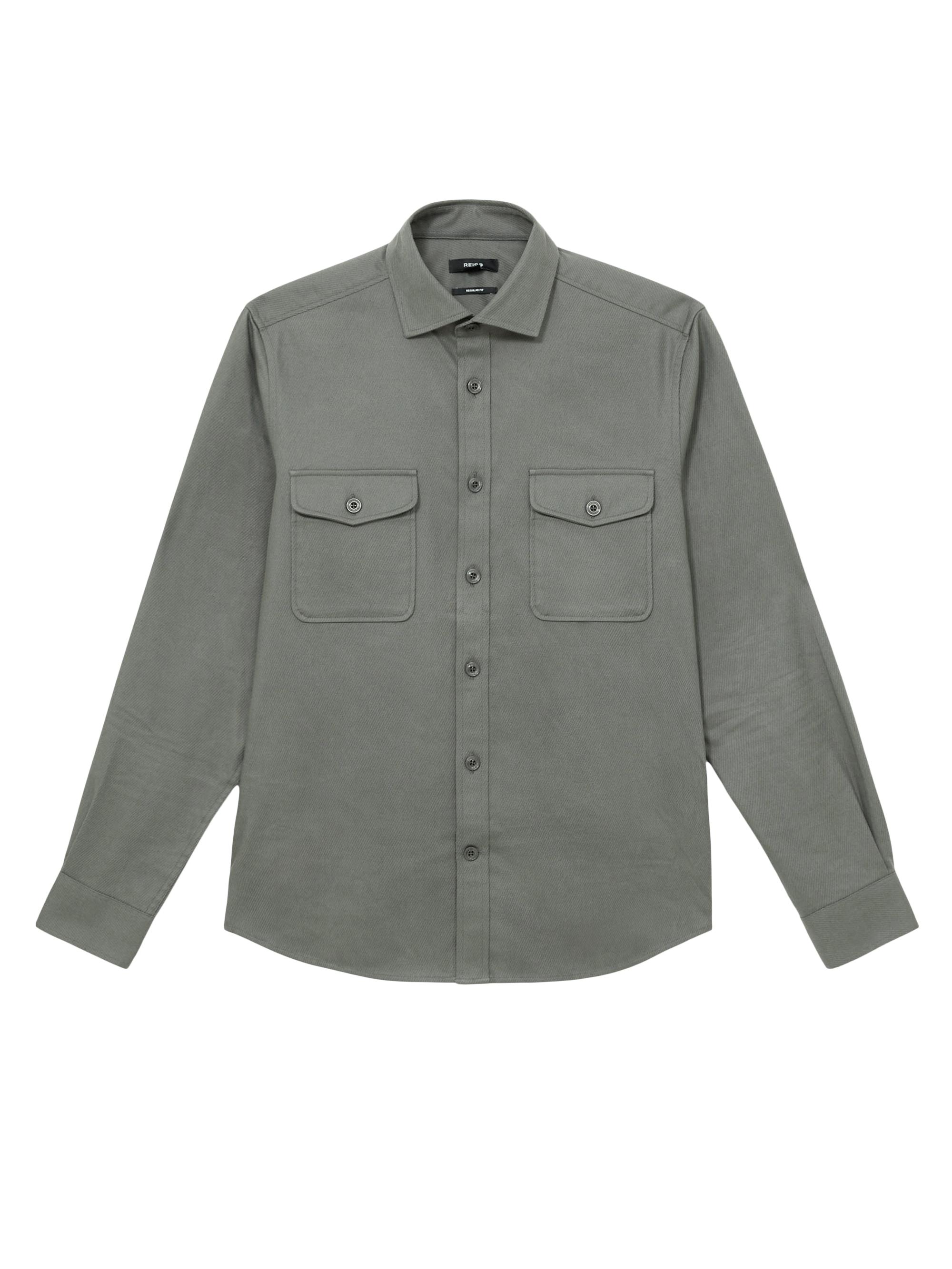 Reiss Men's Whisper Textured Overshirt - Sage