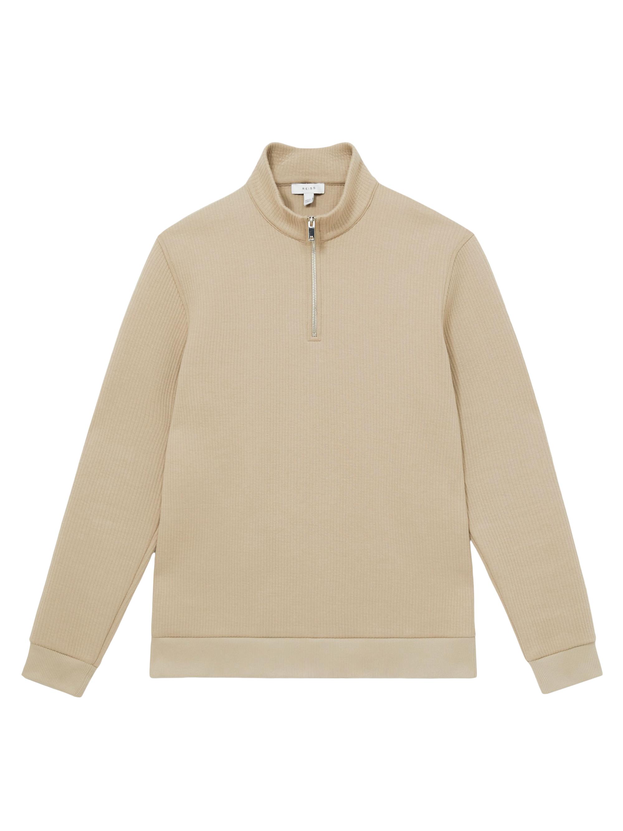 Reiss Men's Ashby Rib-Knit Half-Zip Sweater - Taupe