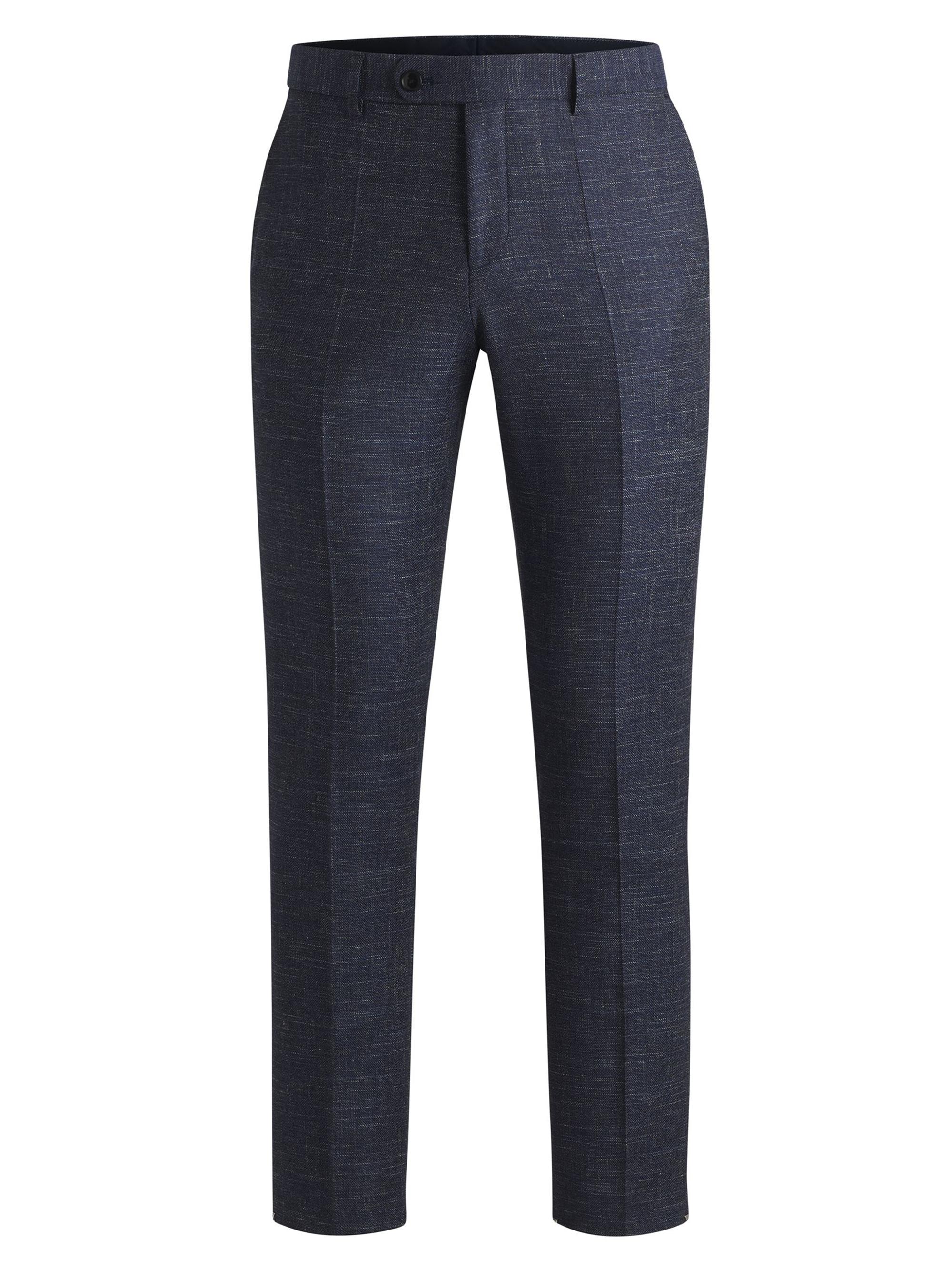 BOSS Men's Slim-Fit Trousers in Patterned Wool - Dark Blue