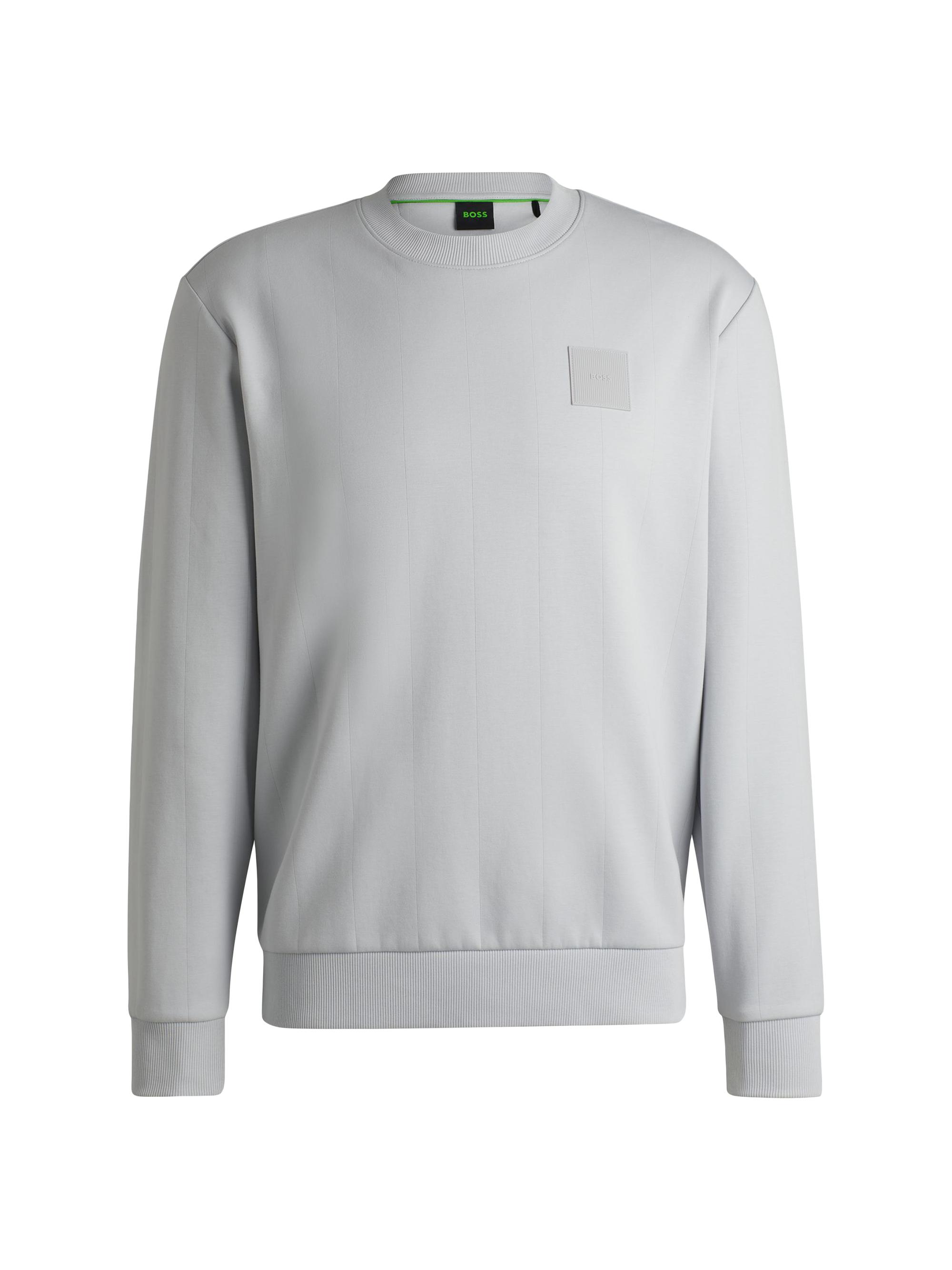 BOSS Men's Sweatshirt with Drop-Needle Stitching - Grey