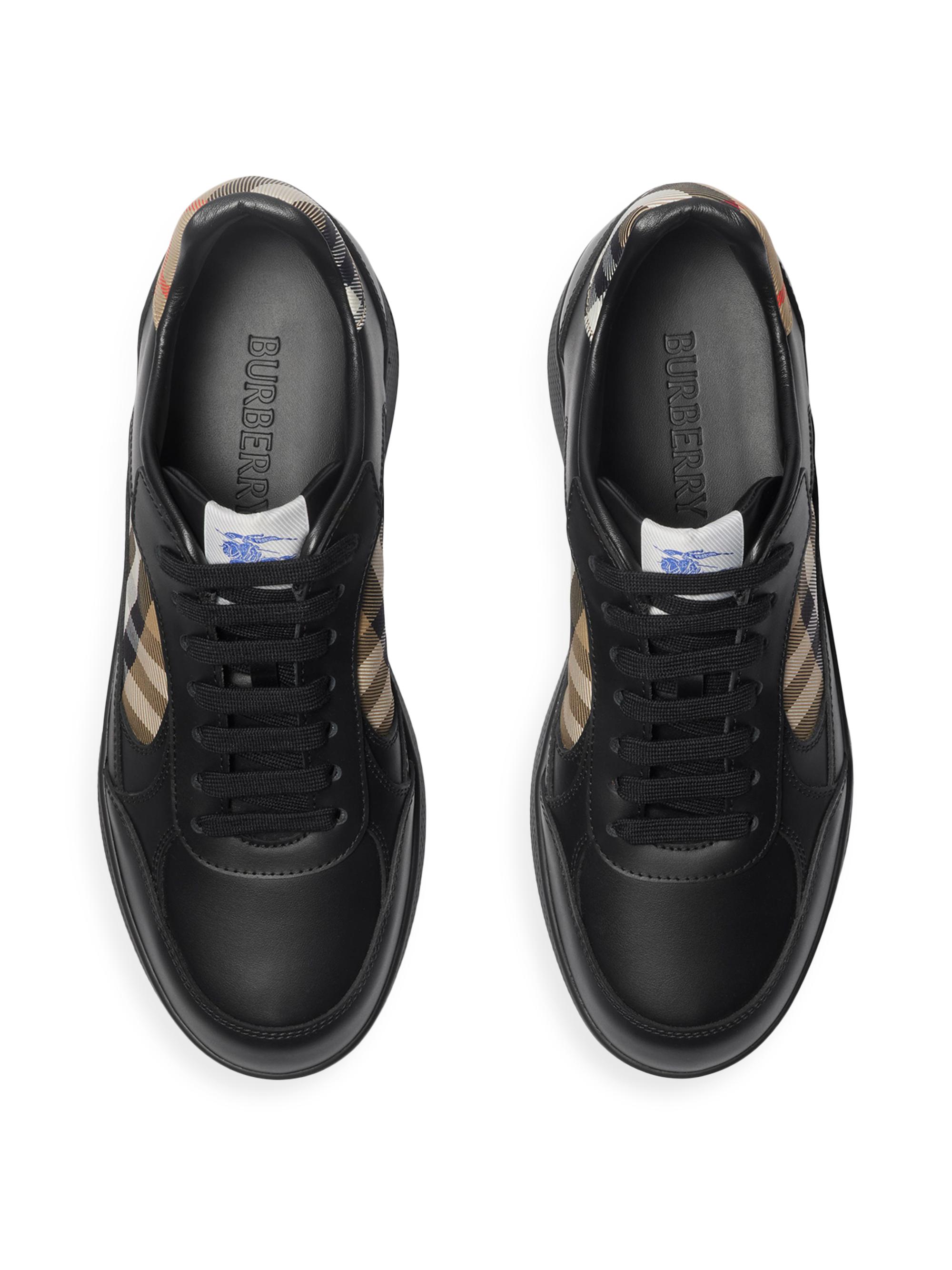 Burberry Terrace Leather & Check Sneakers | Saks Fifth Avenue