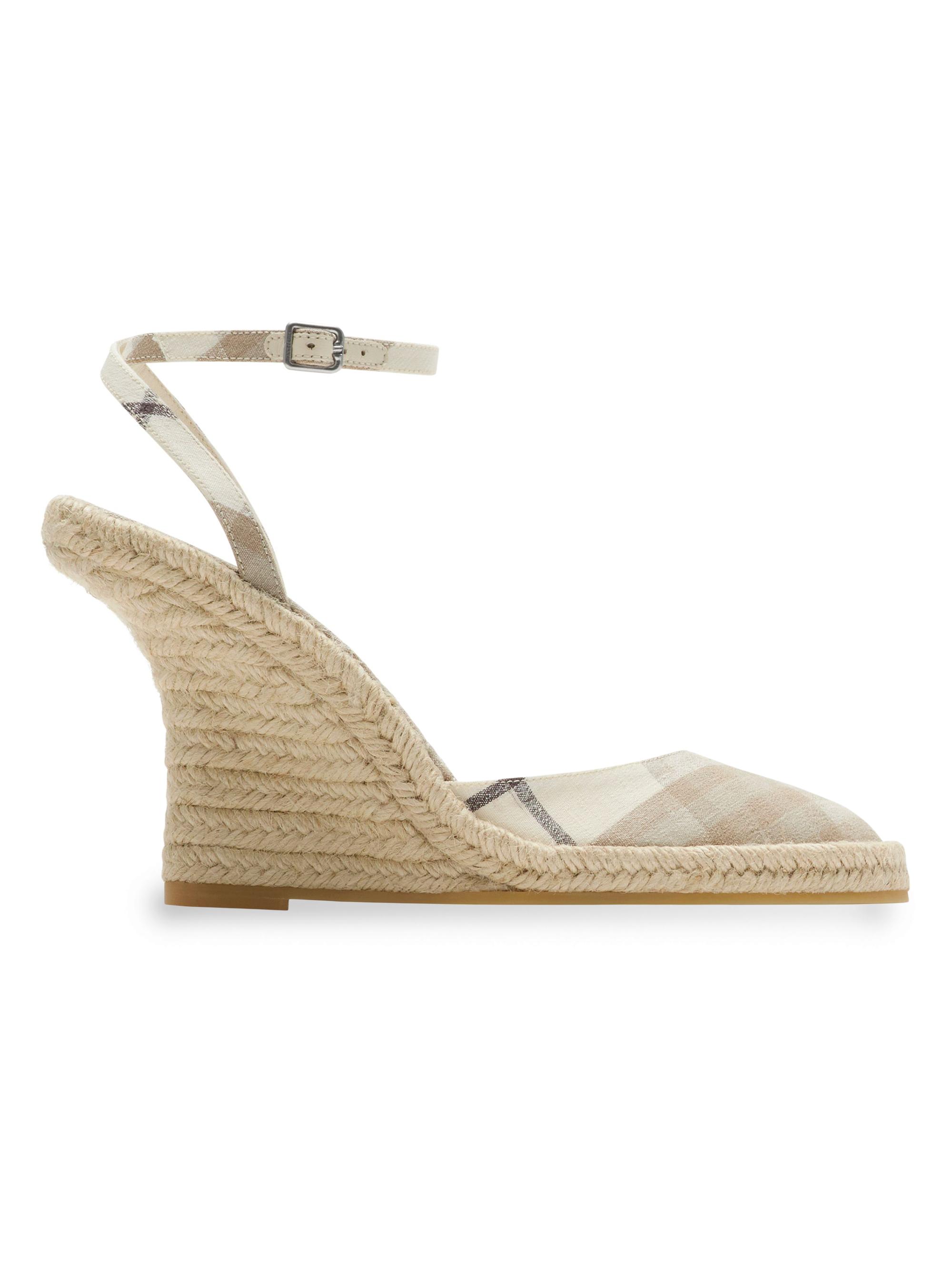 Burberry Women's Mews Check Espadrille Wedge Sandals - Cotton Ip Check