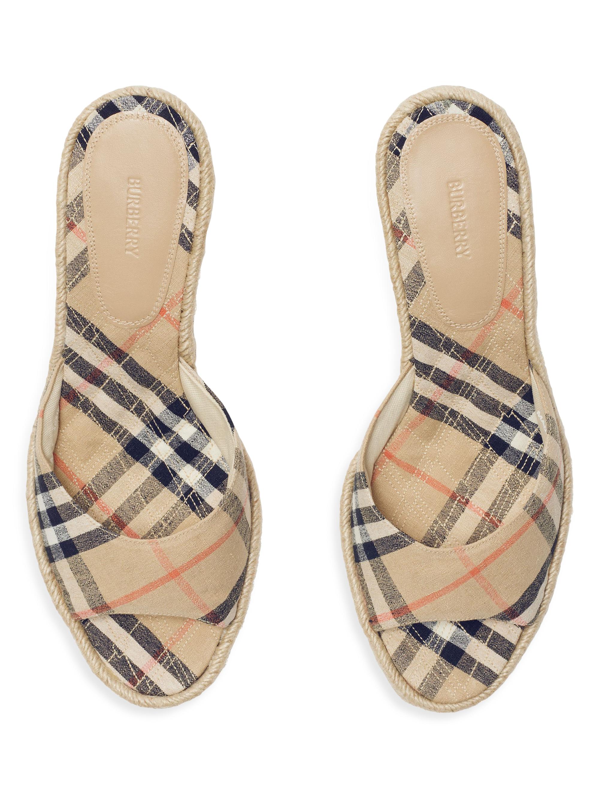 Burberry ベージュ チェック柄 ミュール 約7cmヒール 24cm Check Slides in Archive beige - Women | Burberry® Official