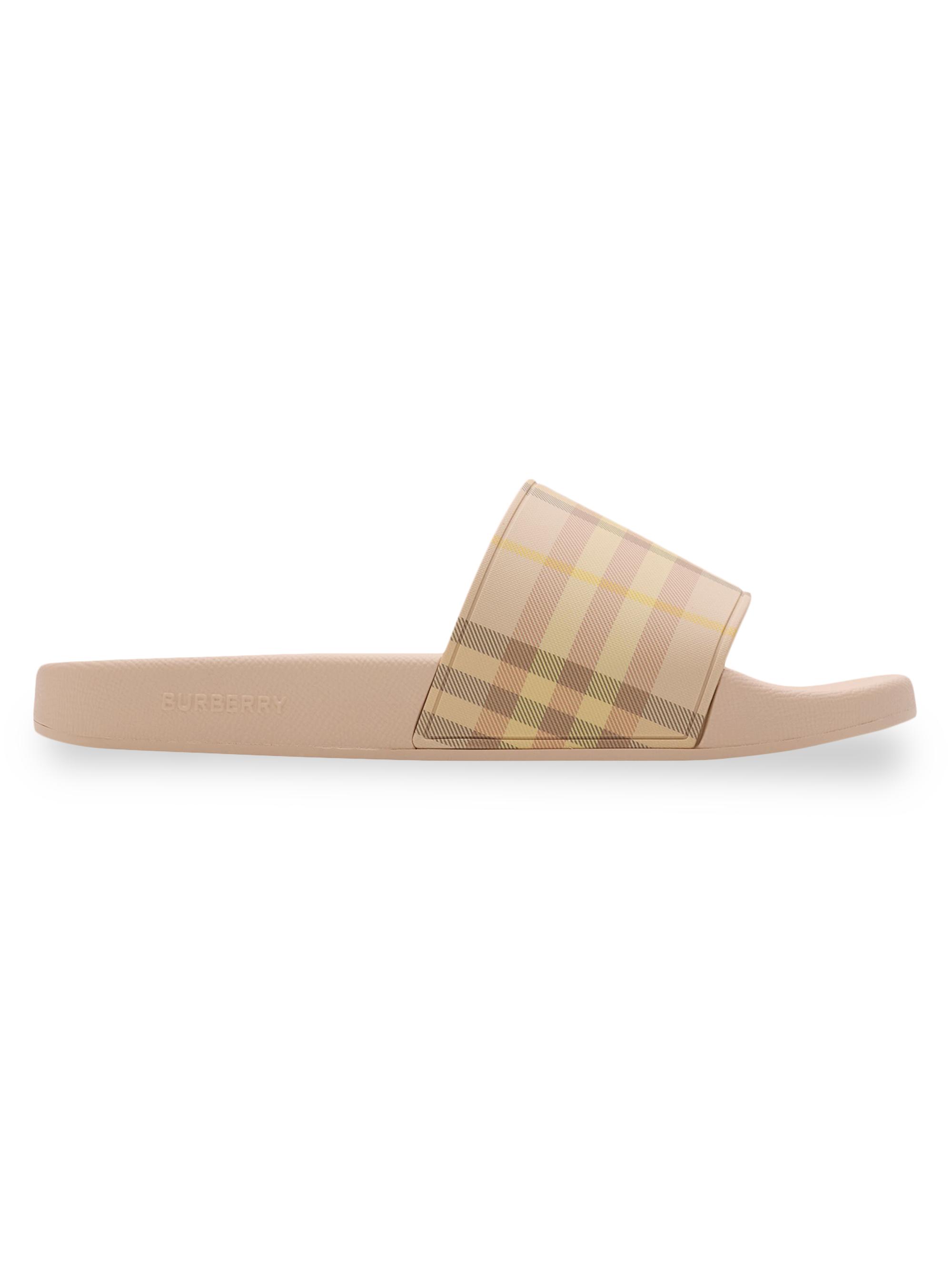 Burberry Furley Check Slide Sandals | Saks Fifth Avenue