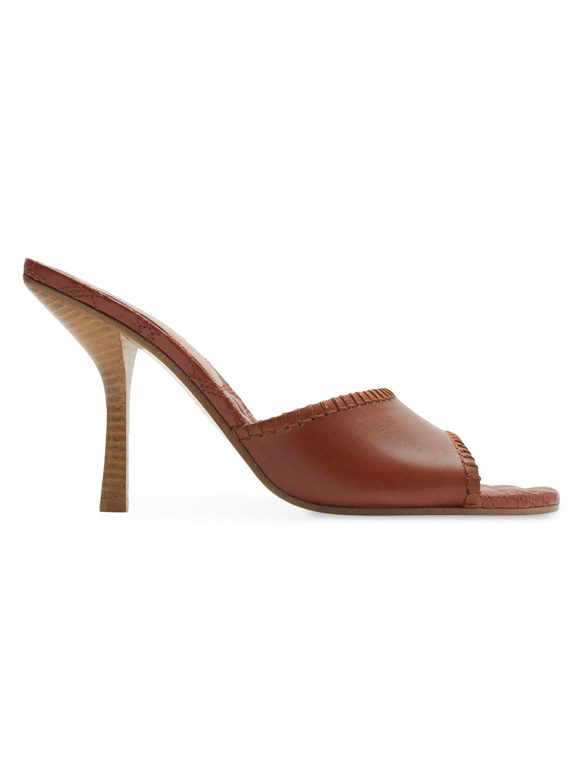Burberry Women's Cabana Leather 90MM Stiletto Mules - Chestnut