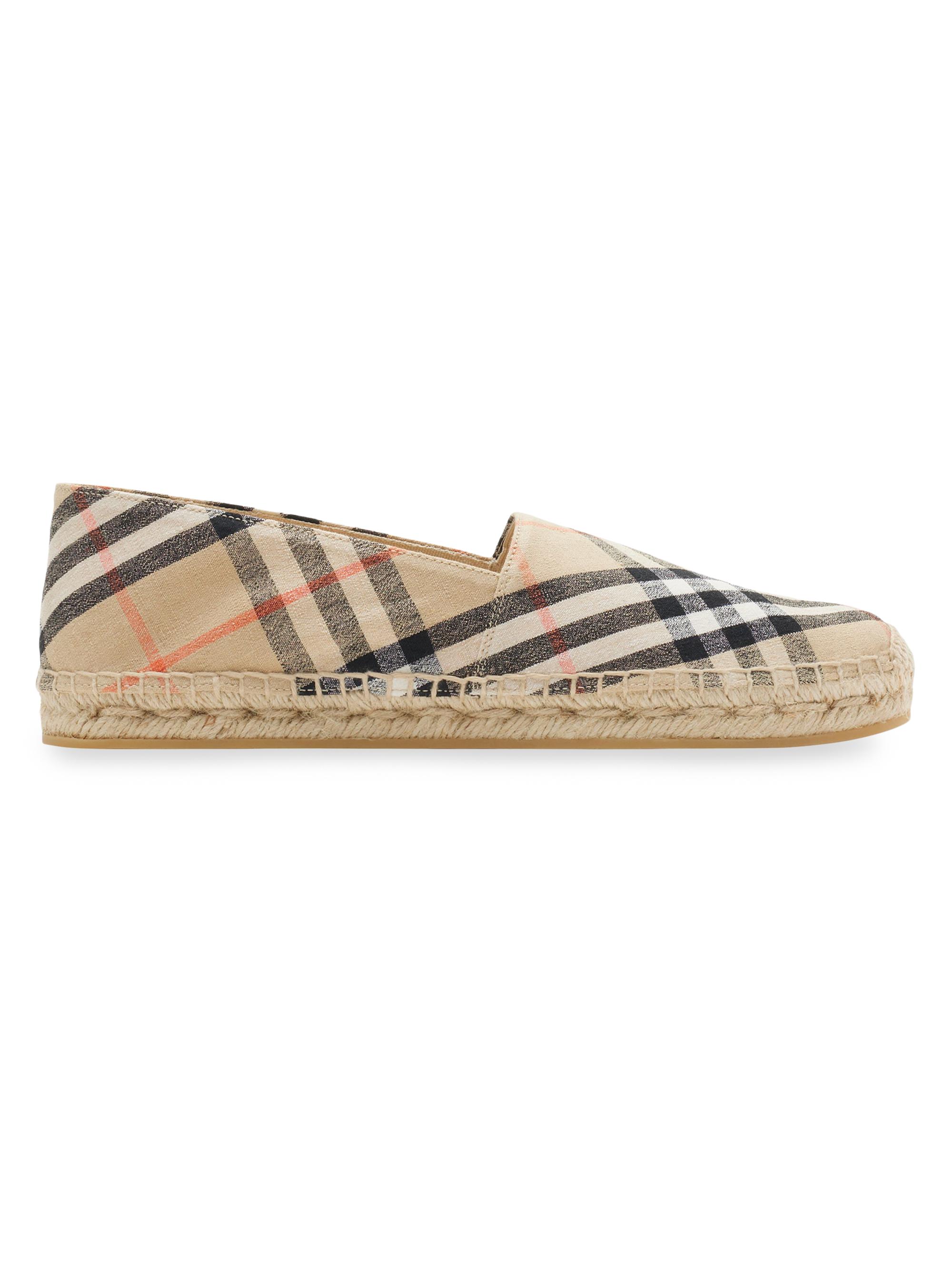 Burberry Women's Check Linen Espadrilles - Sand Ip Check