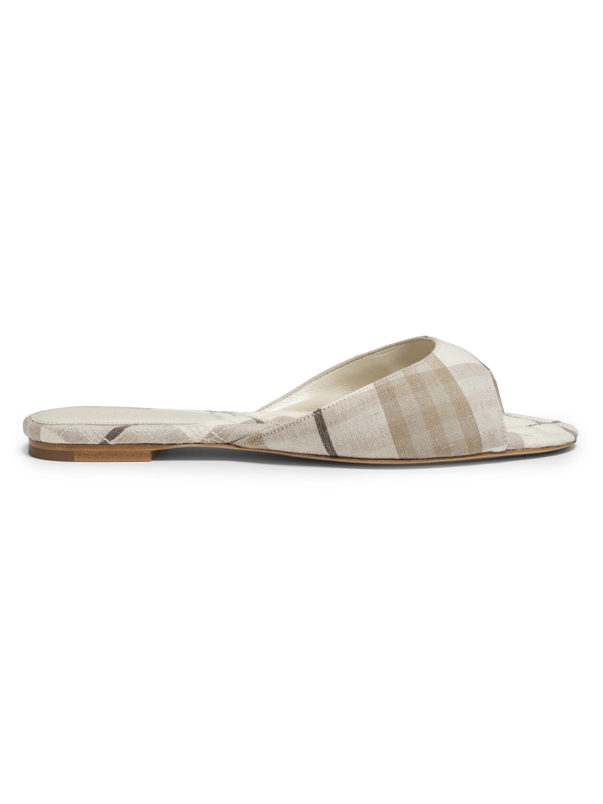 Burberry Women's Check Flat Sandals - Cotton Ip Check