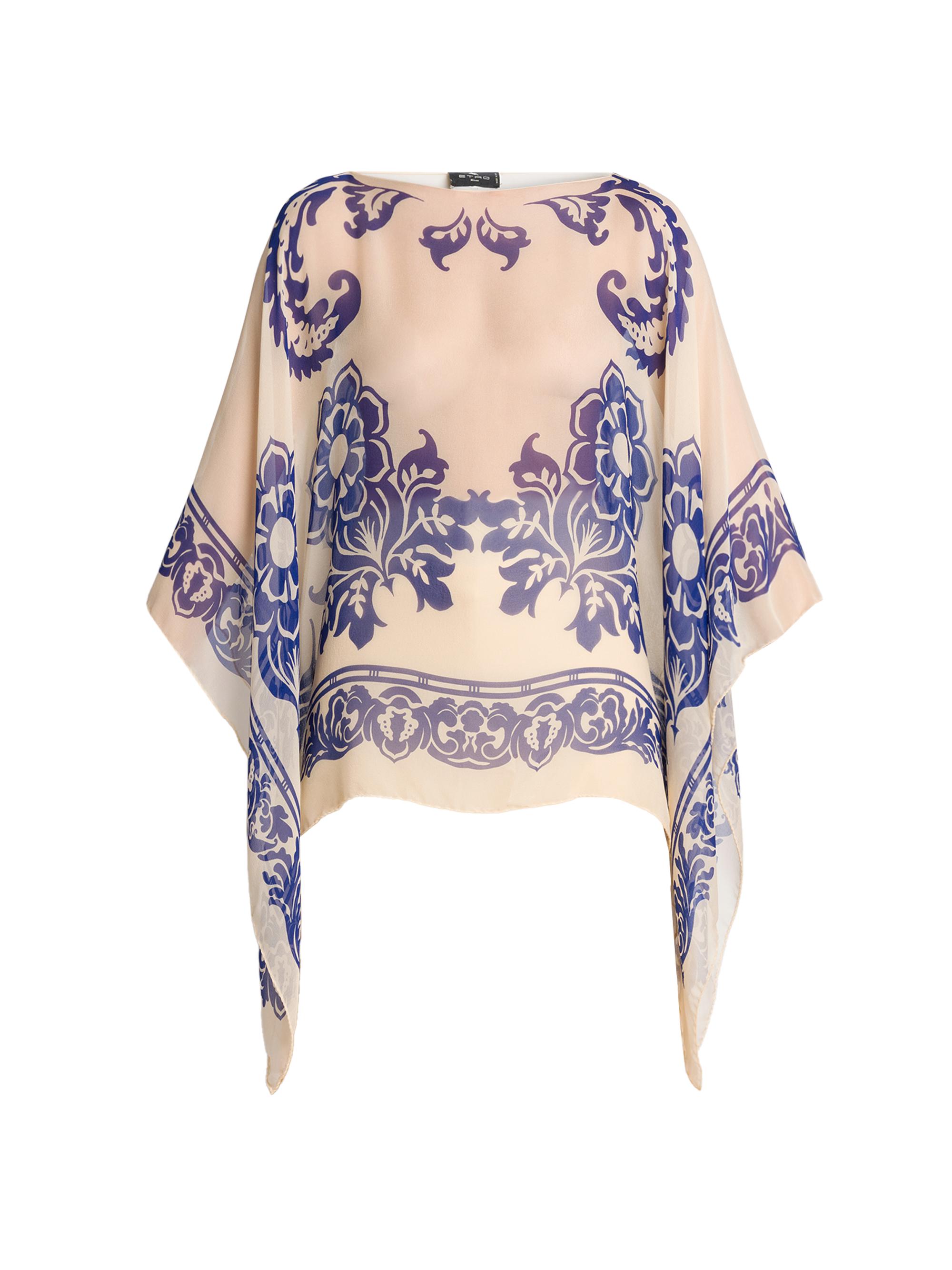 ETRO 花柄 シルクポンチョ風192-158004-4495 ETRO 花柄 シルクポンチョ風192-158004-4495 ETRO 花柄 シルクポンチョ