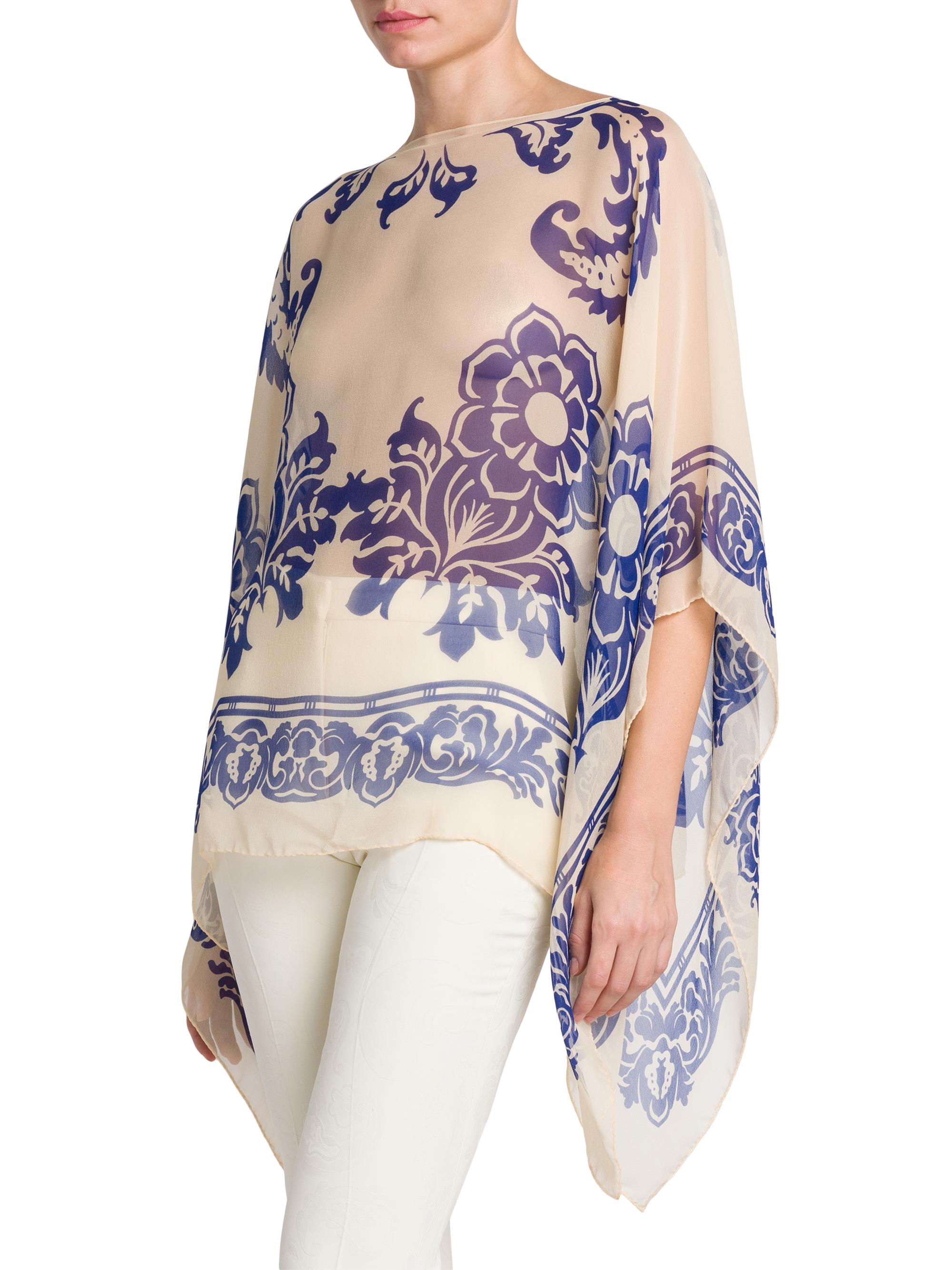 Etro Floral Silk Poncho Blouse | Saks Fifth Avenue