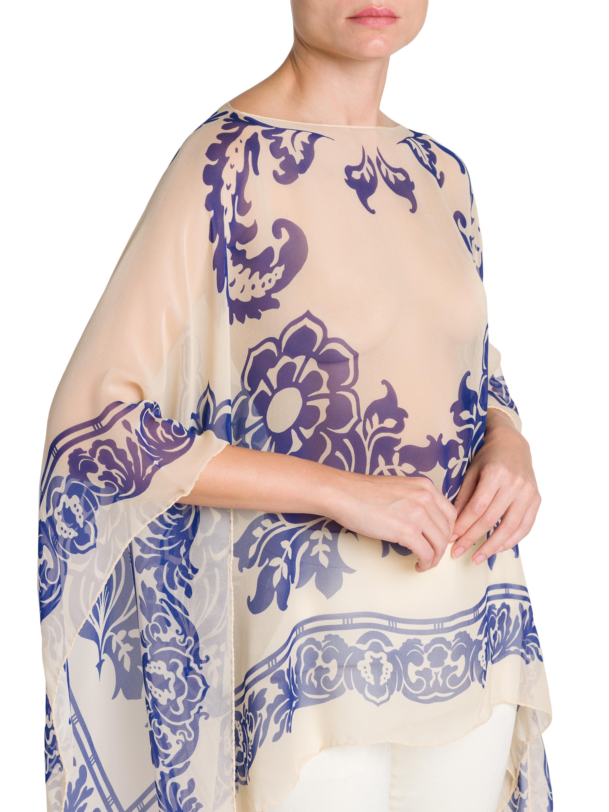 Etro Floral Silk Poncho Blouse | Saks Fifth Avenue